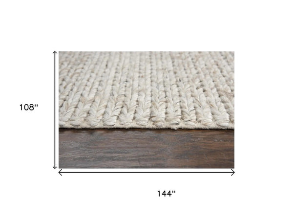 9' X 12' Beige Gray And Ivory Wool Hand Woven Area Rug Homeroots Home Decor