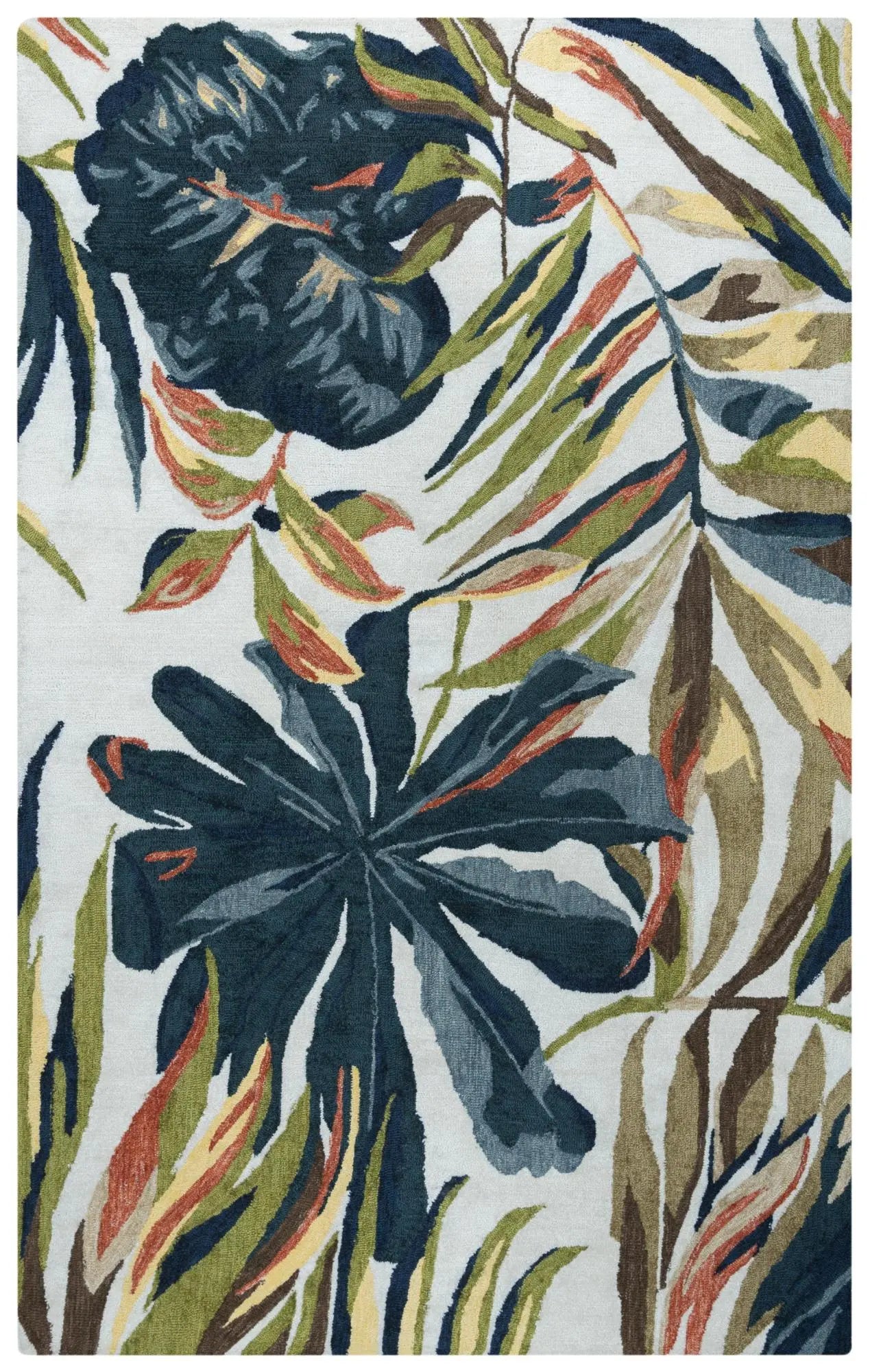 9' X 12' Beige Gray Green Orange Brown And Ivory Floral Hand Tufted Area Rug Homeroots Home Decor