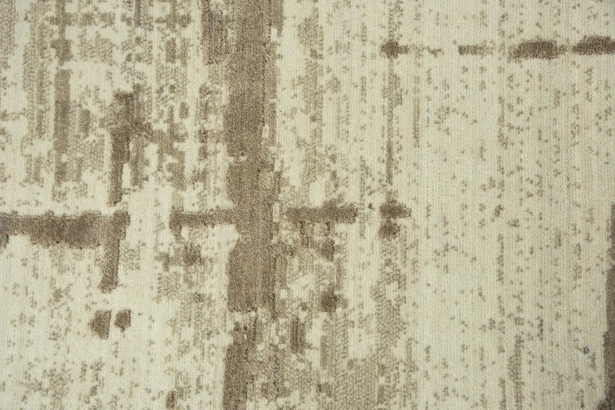 9' X 12' Beige Ivory And Tan New Zealand Lambs Wool Abstract Hand Carved Handmade Area Rug Homeroots Home Decor