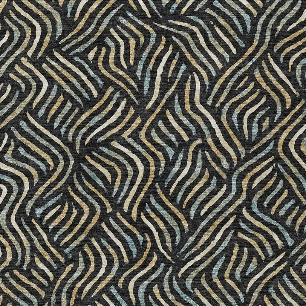 9' X 12' Black And Beige Abstract Washable Indoor Outdoor Area Rug Homeroots Outdoor
