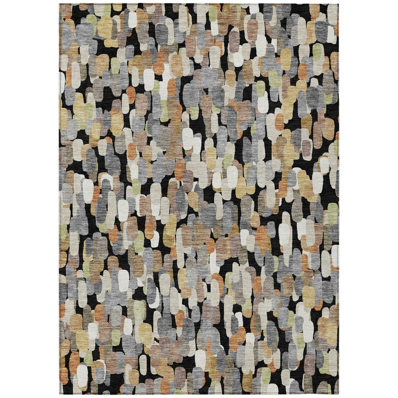 9' X 12' Black And Beige Abstract Washable Indoor Outdoor Area Rug Homeroots Outdoor