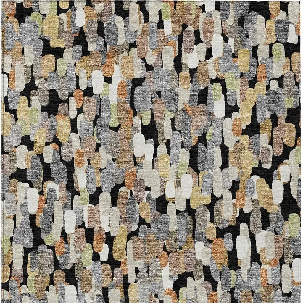 9' X 12' Black And Beige Abstract Washable Indoor Outdoor Area Rug Homeroots Outdoor