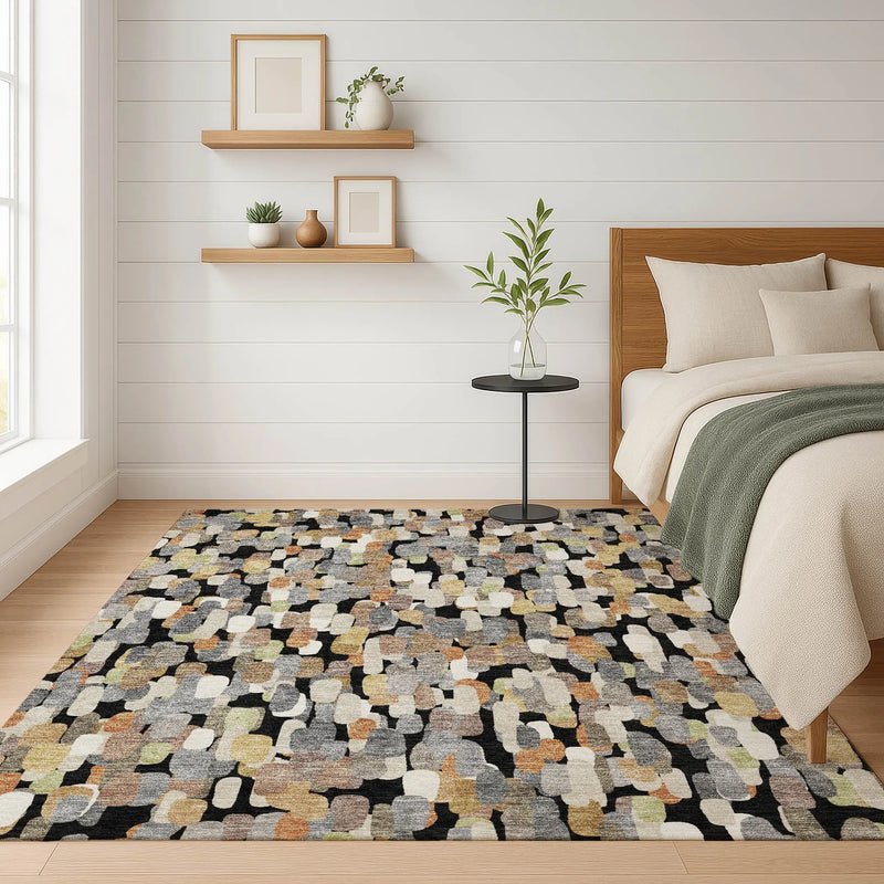 9' X 12' Black And Beige Abstract Washable Indoor Outdoor Area Rug Homeroots Outdoor