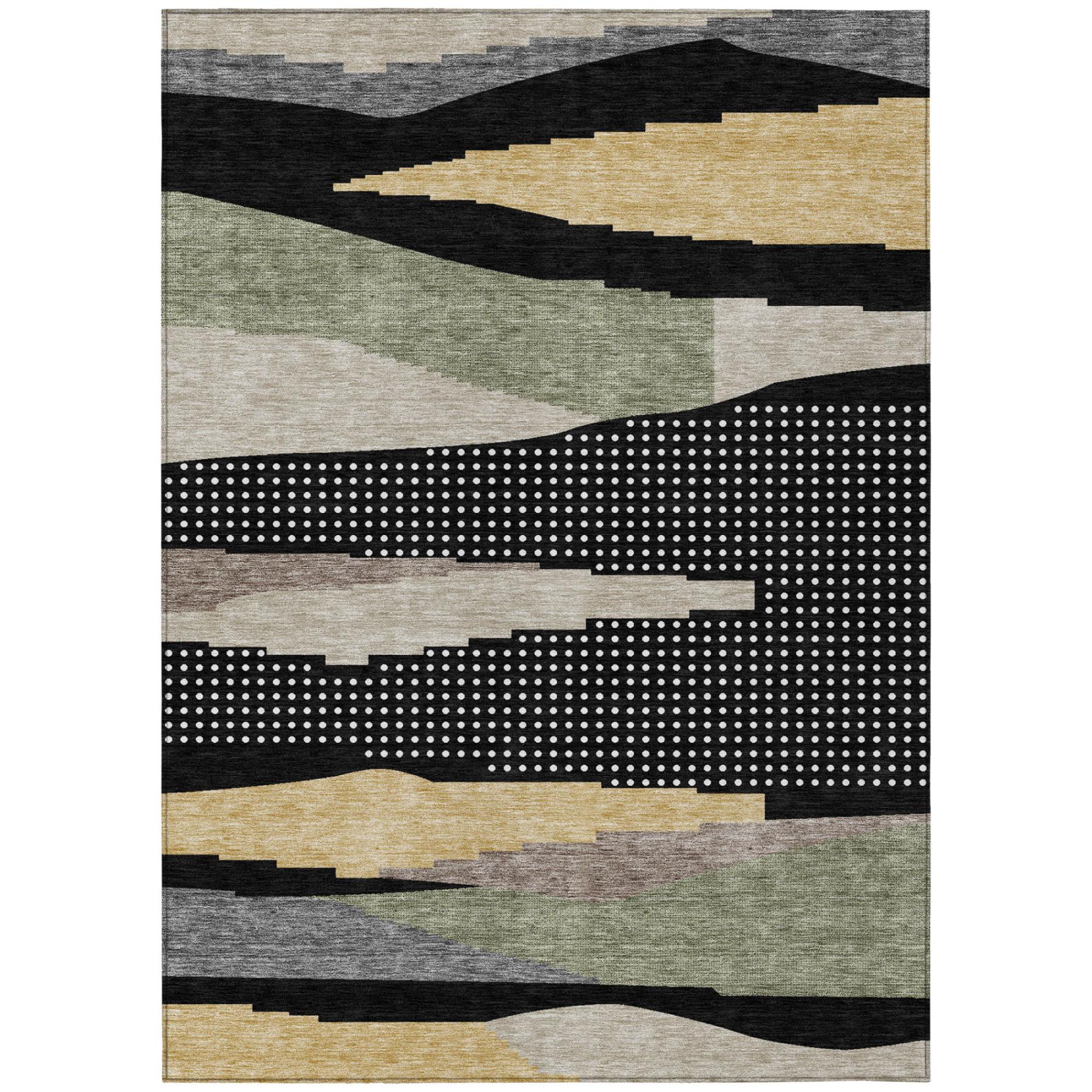 9' X 12' Black And Beige Abstract Washable Indoor Outdoor Area Rug Homeroots Outdoor
