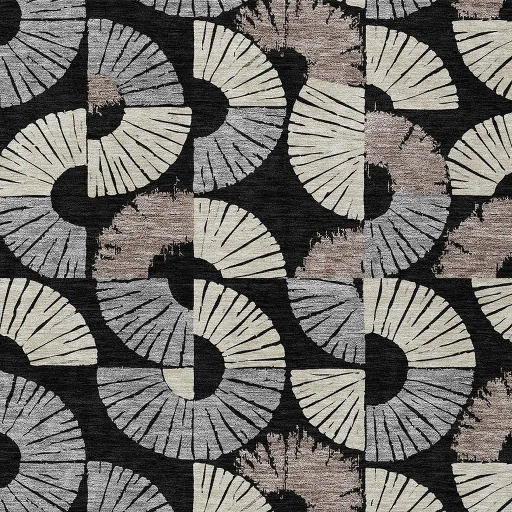 9' X 12' Black And Beige Geometric Washable Indoor Outdoor Area Rug Homeroots Outdoor