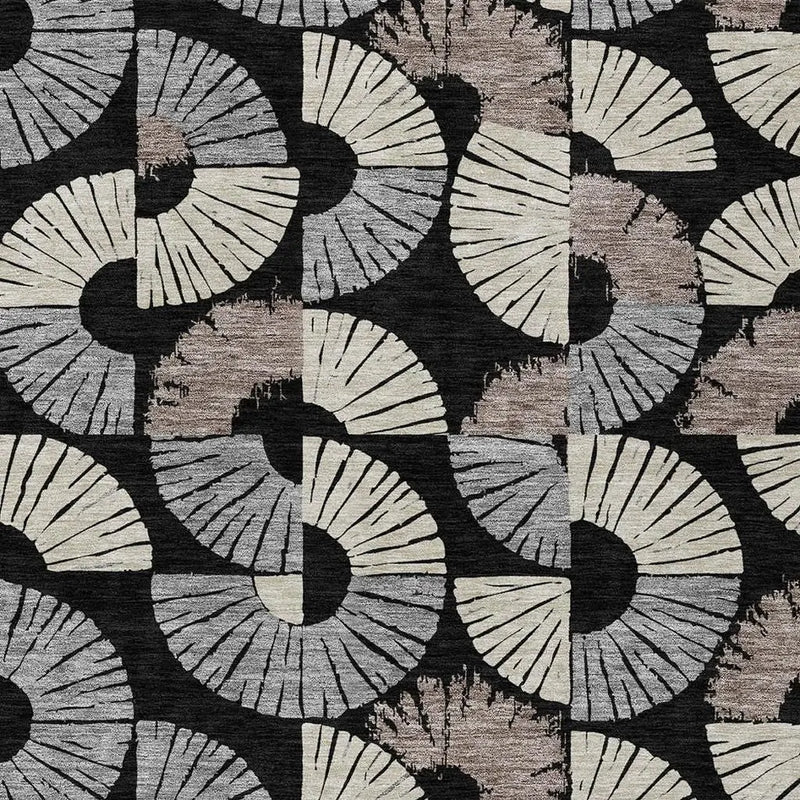 9' X 12' Black And Beige Geometric Washable Indoor Outdoor Area Rug Homeroots Outdoor