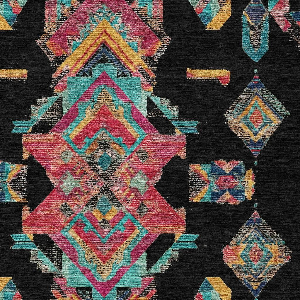 9' X 12' Black And Beige Tribal Washable Indoor Outdoor Area Rug Homeroots Outdoor