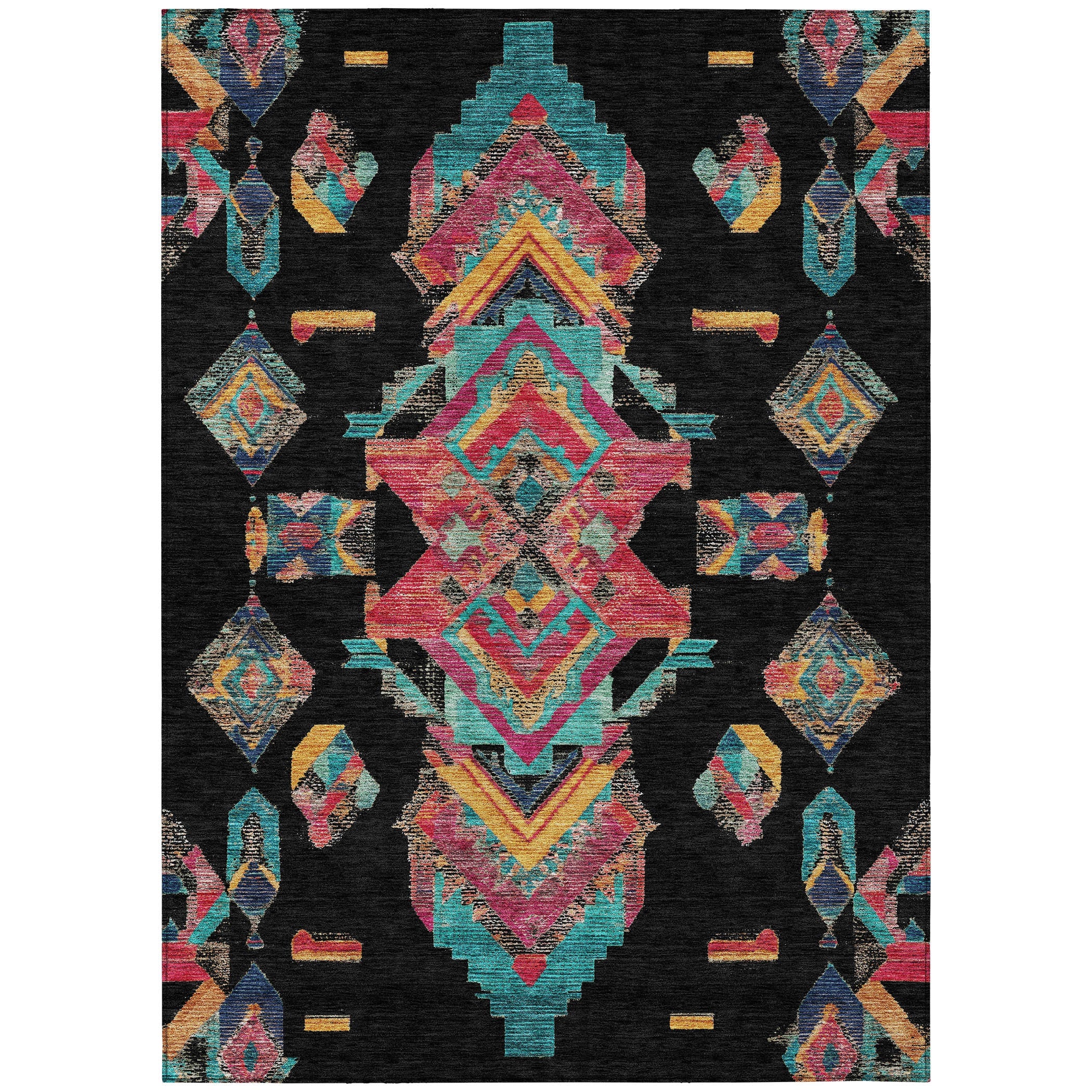 9' X 12' Black And Beige Tribal Washable Indoor Outdoor Area Rug Homeroots Outdoor