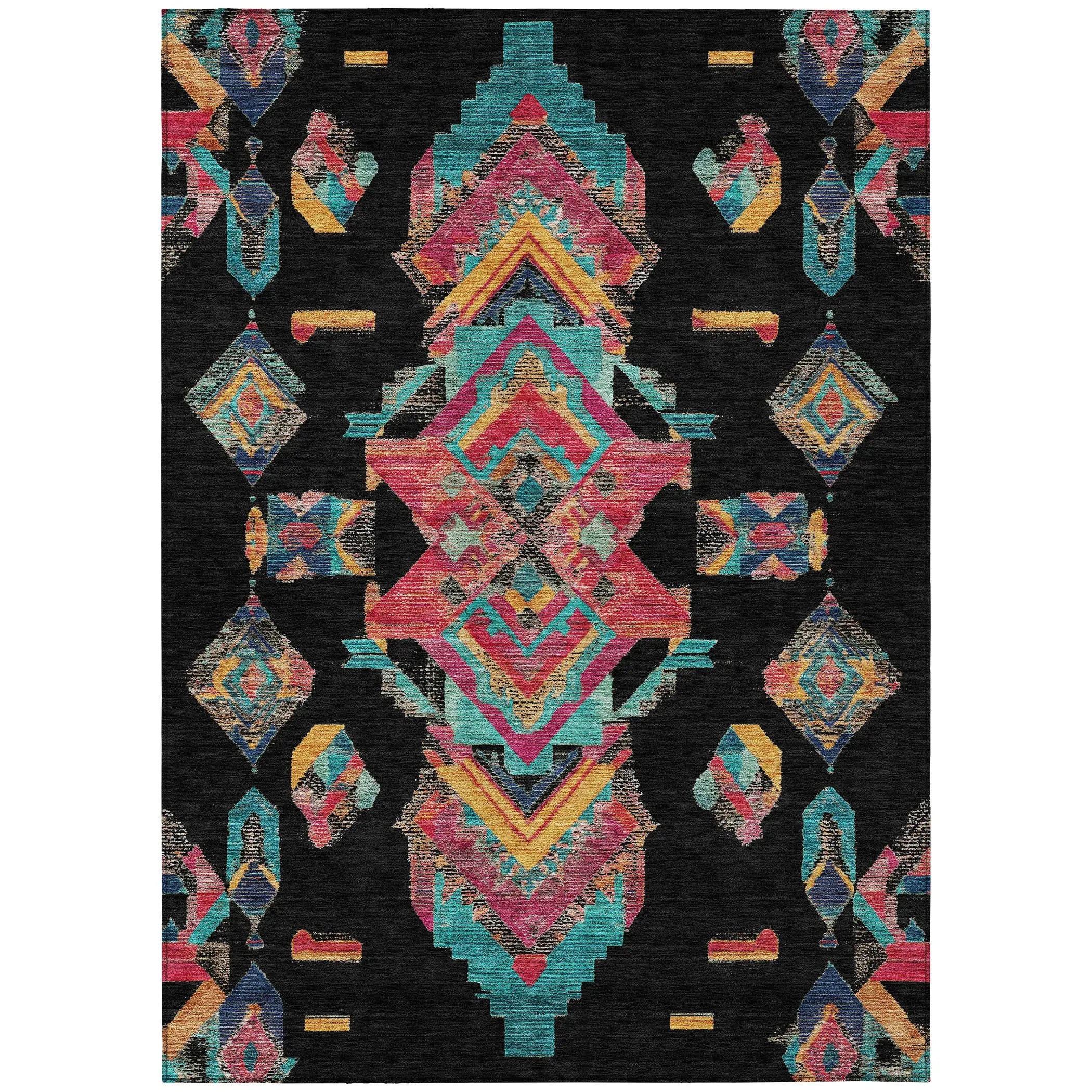 9' X 12' Black And Beige Tribal Washable Indoor Outdoor Area Rug Homeroots Outdoor