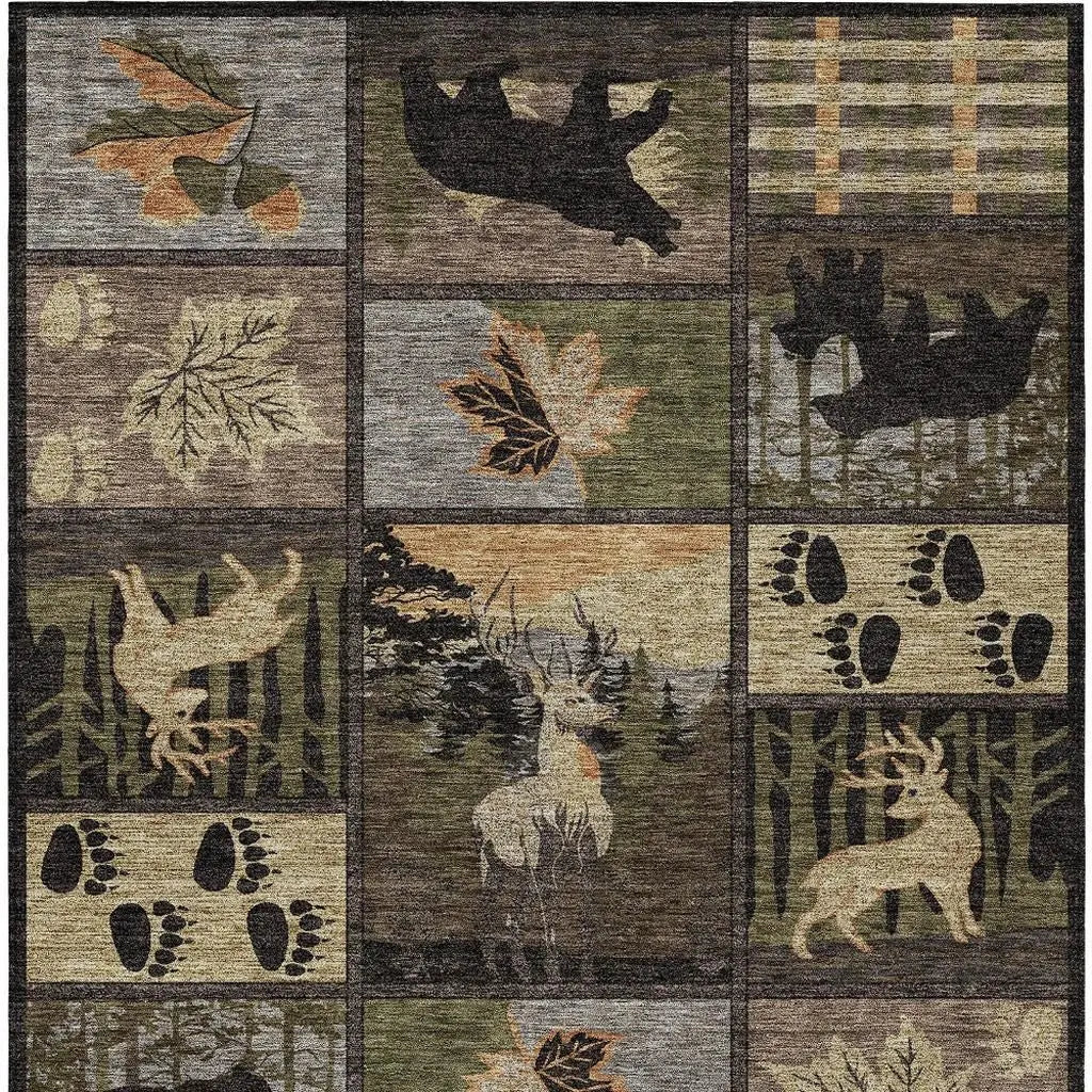9' X 12' Black And Brown Bear Washable Indoor Outdoor Area Rug Homeroots Outdoor