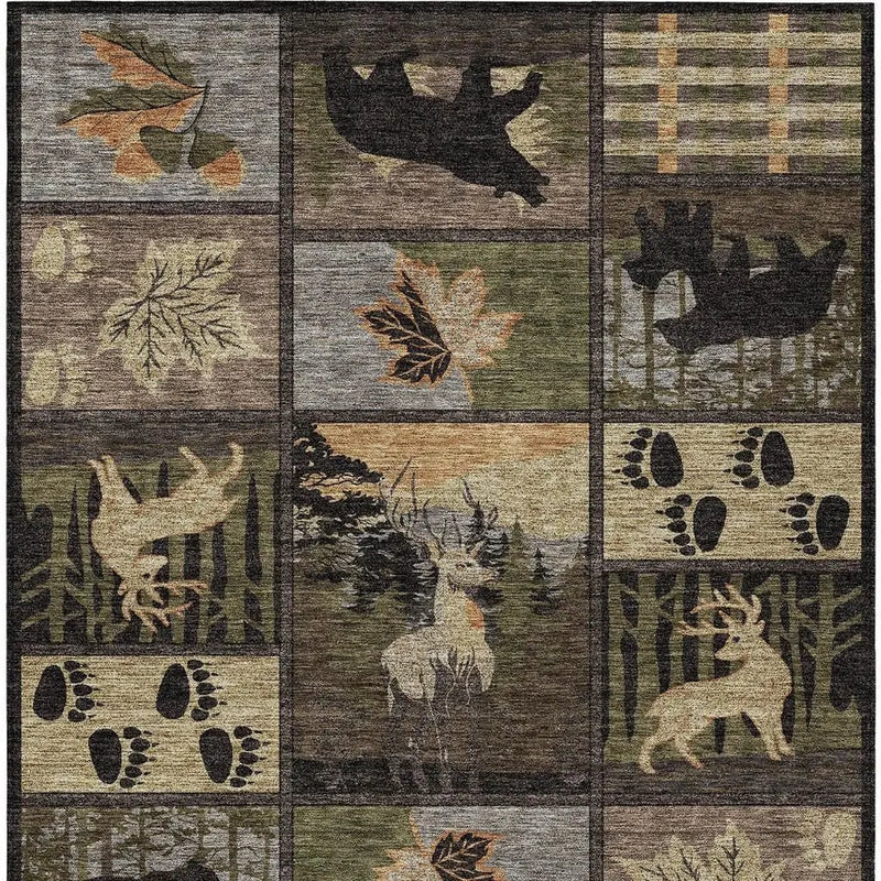 9' X 12' Black And Brown Bear Washable Indoor Outdoor Area Rug Homeroots Outdoor