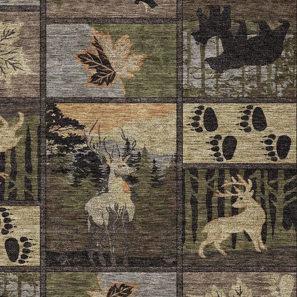 9' X 12' Black And Brown Bear Washable Indoor Outdoor Area Rug Homeroots Outdoor
