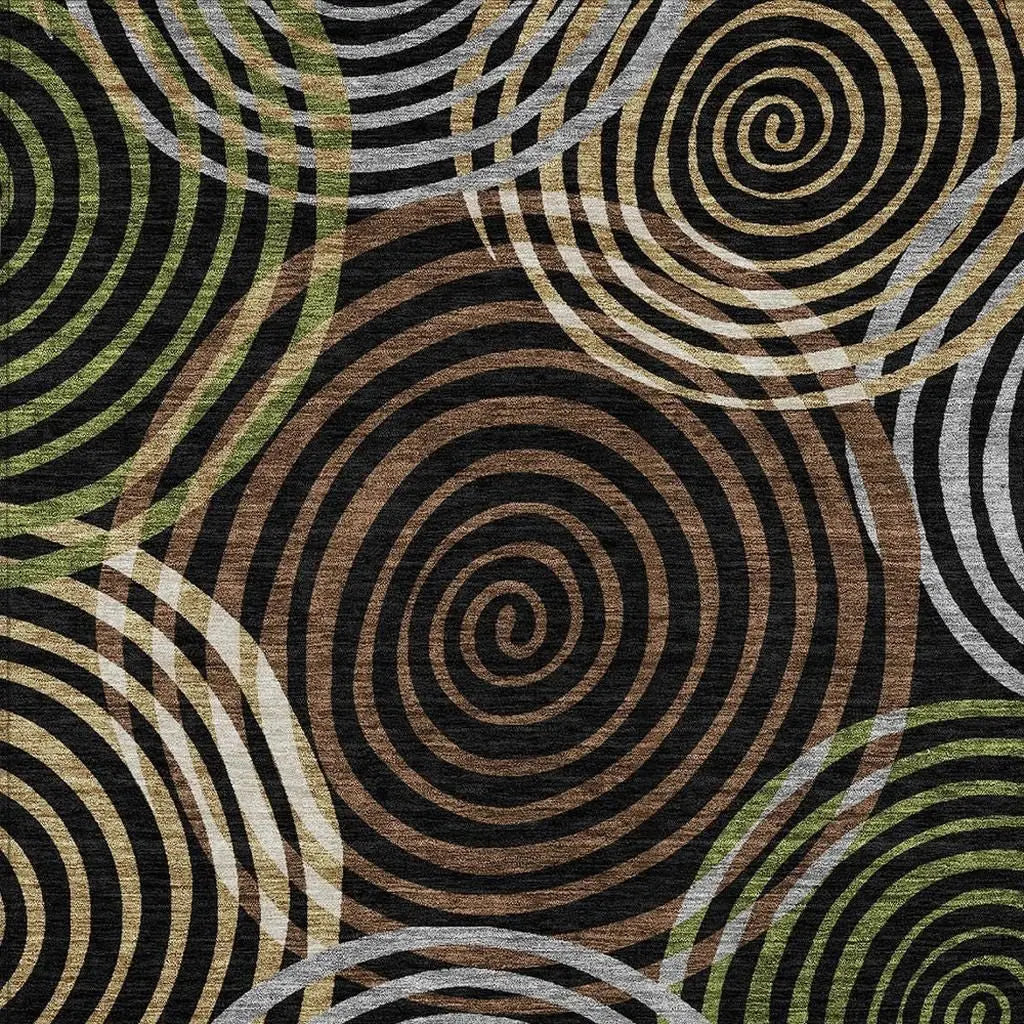 9' X 12' Black And Brown Geometric Washable Indoor Outdoor Area Rug Homeroots Outdoor