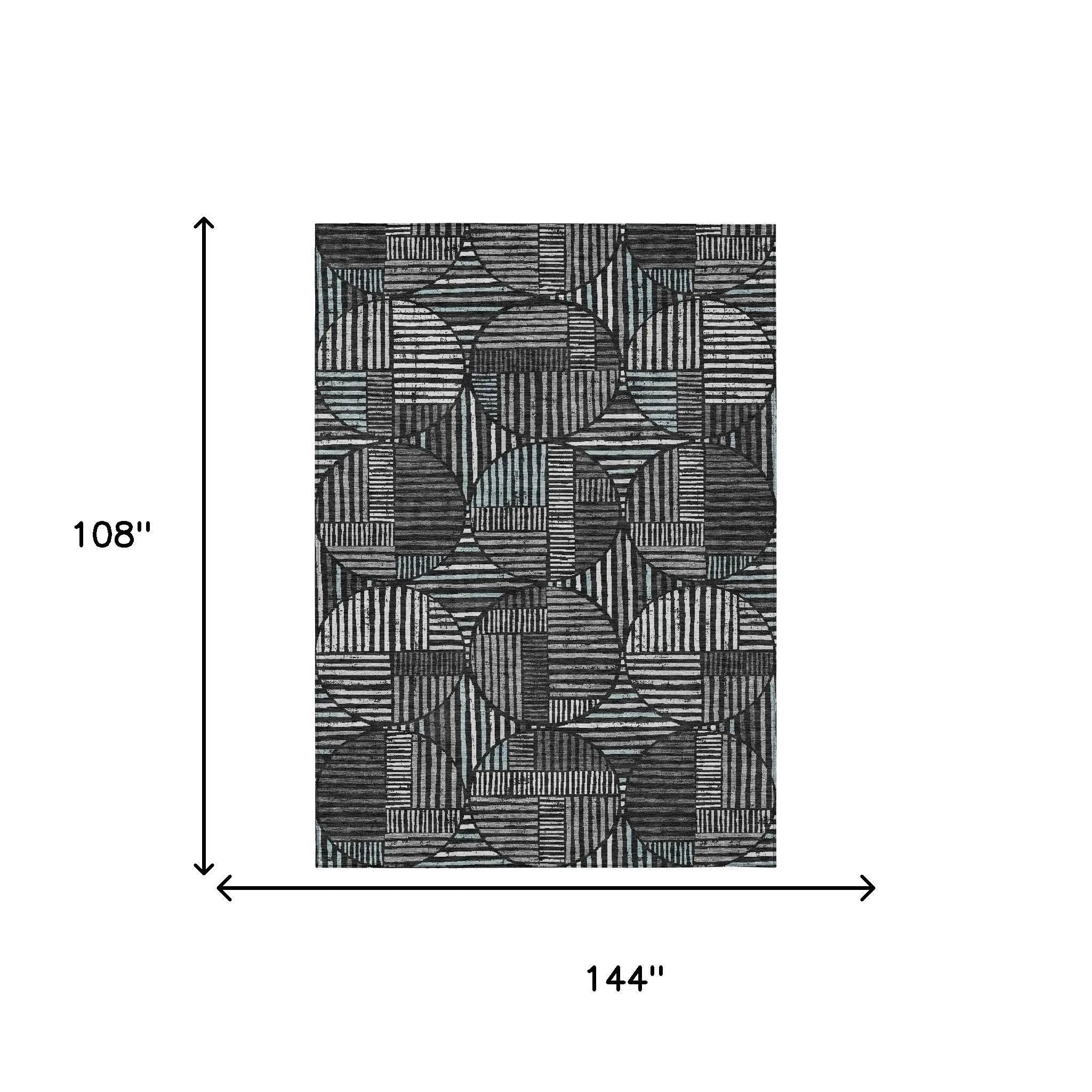 9' X 12' Black And Brown Geometric Washable Indoor Outdoor Area Rug Homeroots Outdoor