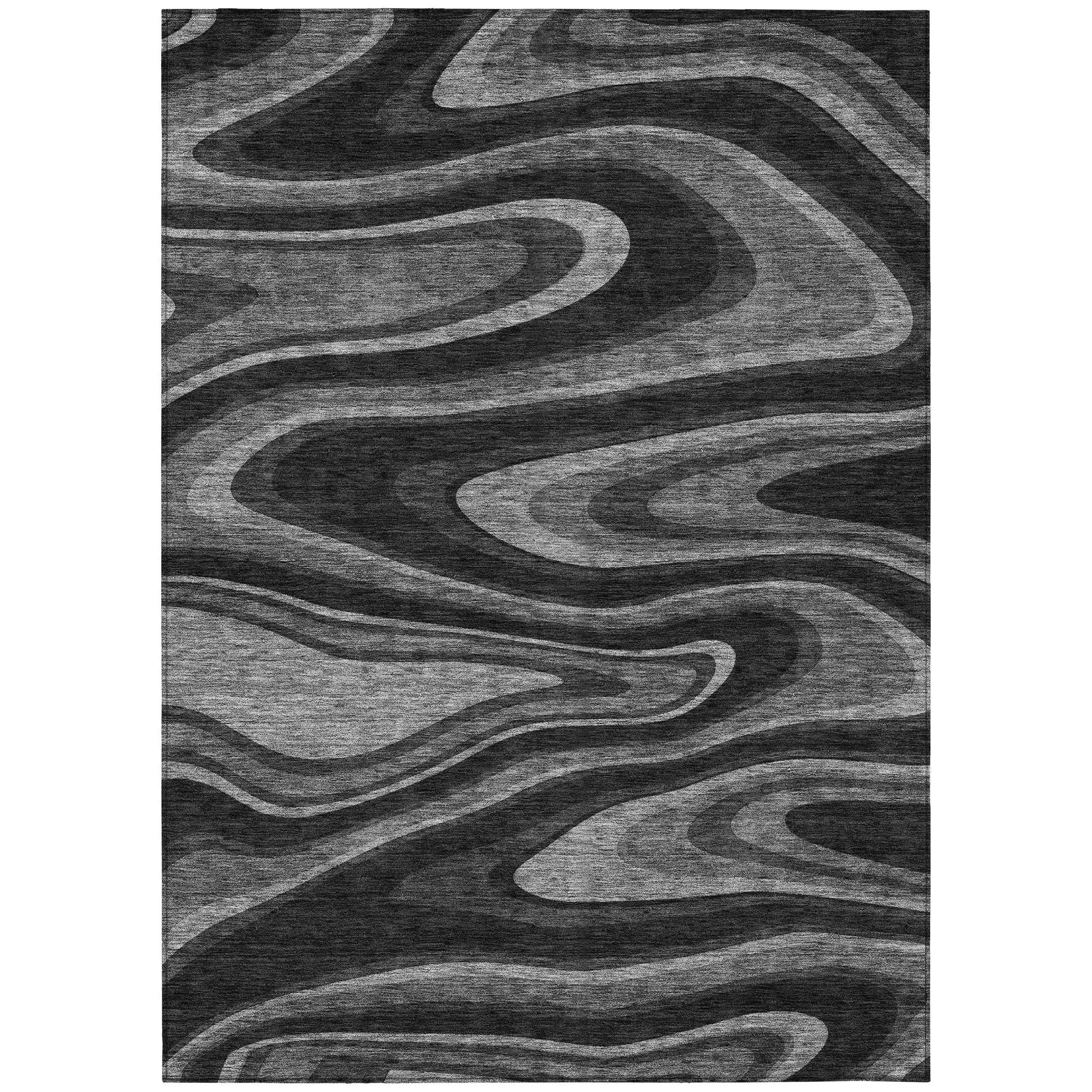 9' X 12' Black And Charcoal Abstract Washable Indoor Outdoor Area Rug Homeroots Outdoor