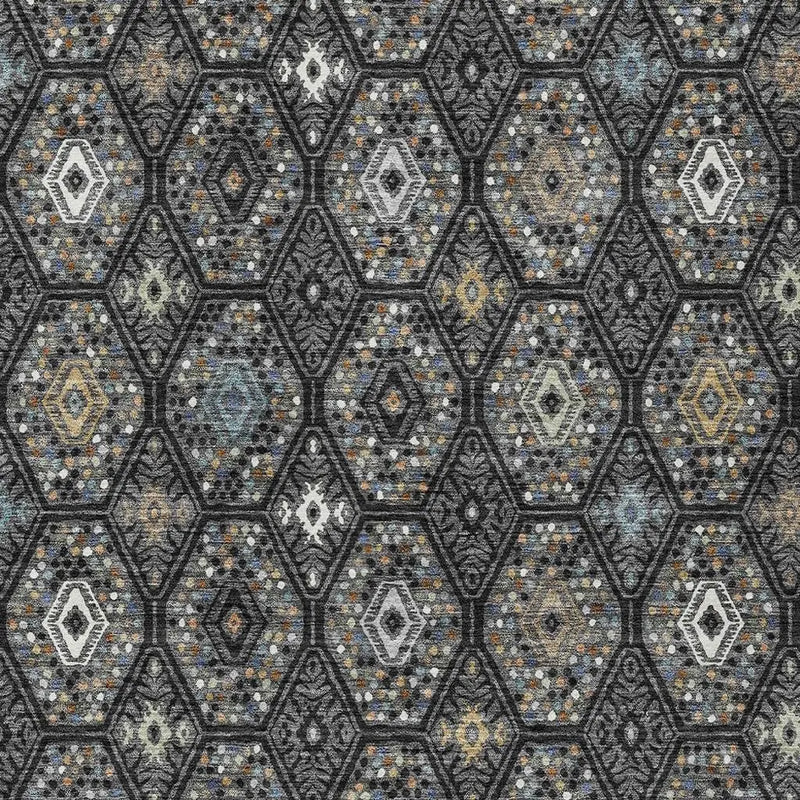 9' X 12' Black And Charcoal Geometric Washable Indoor Outdoor Area Rug Homeroots Outdoor