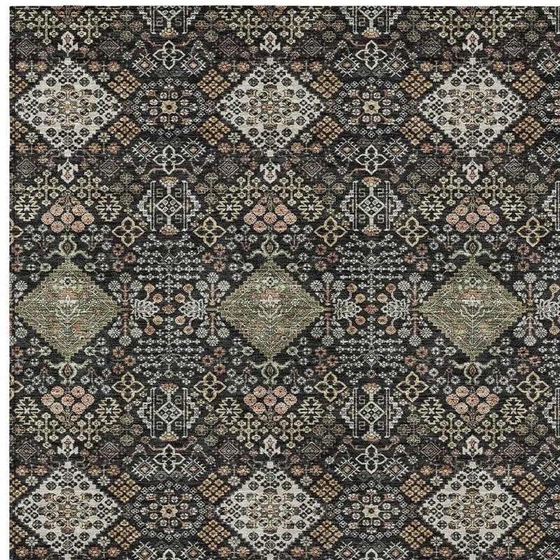 9' X 12' Black And Charcoal Geometric Washable Indoor Outdoor Area Rug Homeroots Outdoor