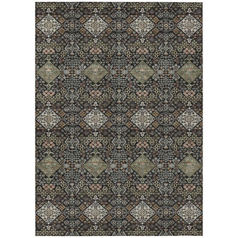 9' X 12' Black And Charcoal Geometric Washable Indoor Outdoor Area Rug Homeroots Outdoor