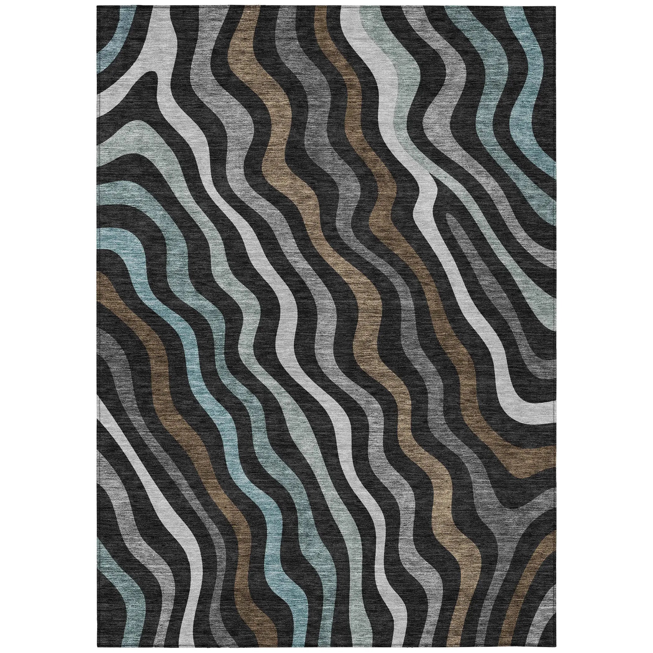 9' X 12' Black And Chocolate Abstract Washable Indoor Outdoor Area Rug Homeroots Outdoor