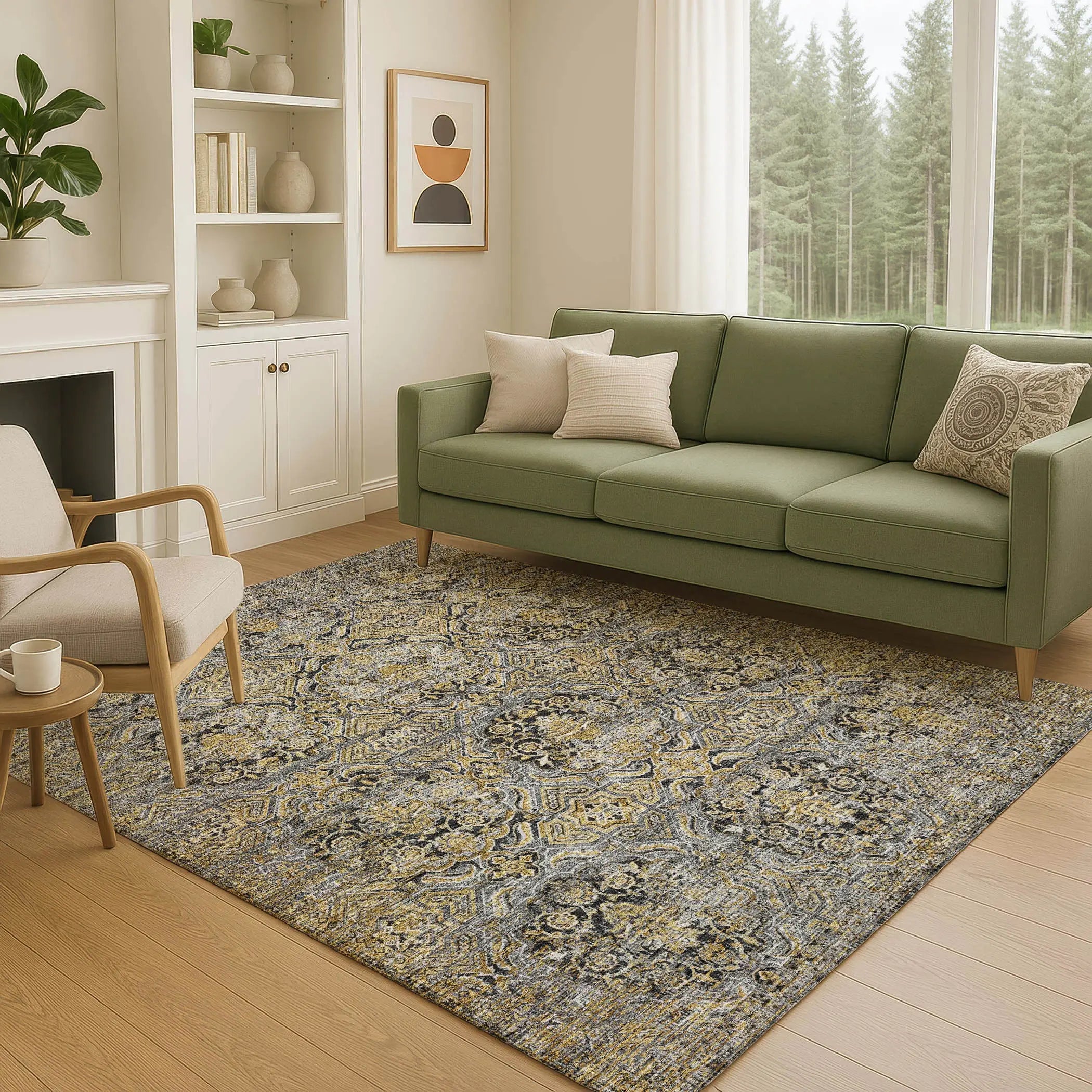 9' X 12' Black And Coffee Floral Washable Indoor Outdoor Area Rug Homeroots Outdoor