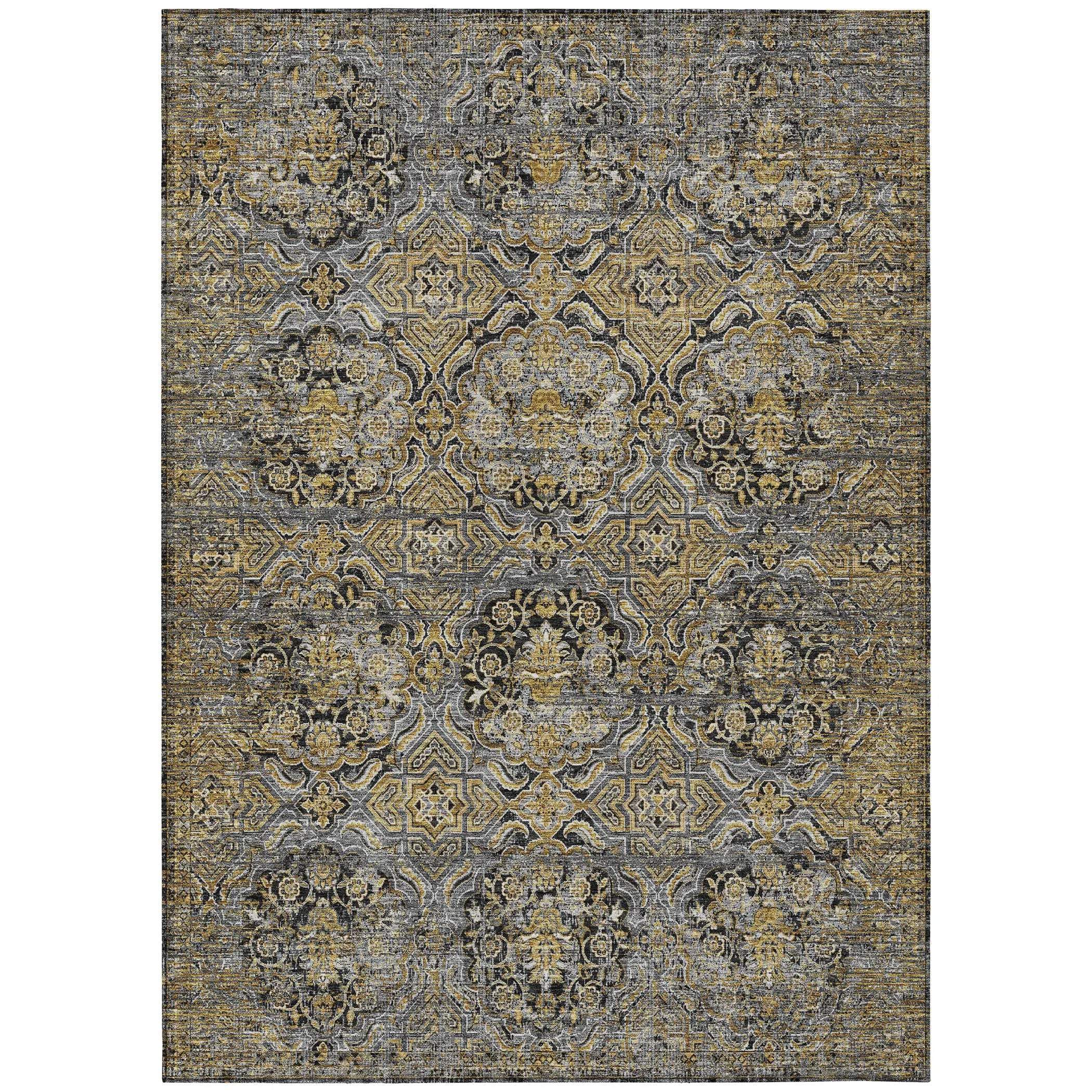 9' X 12' Black And Coffee Floral Washable Indoor Outdoor Area Rug Homeroots Outdoor