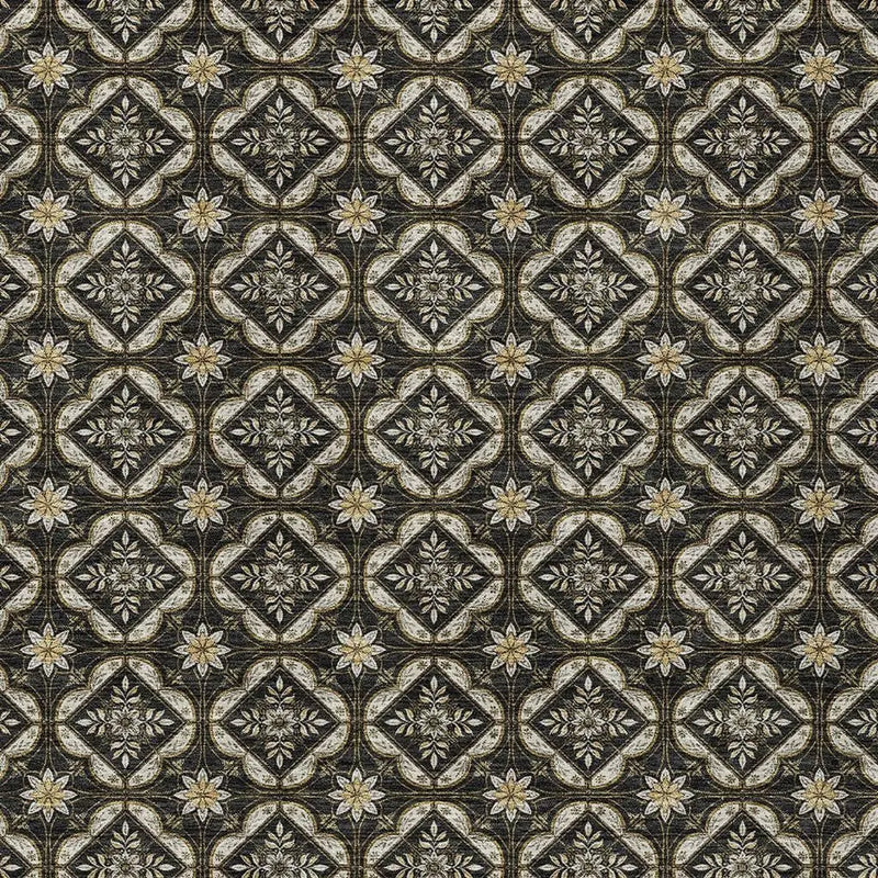 9' X 12' Black And Coffee Geometric Washable Indoor Outdoor Area Rug Homeroots Outdoor