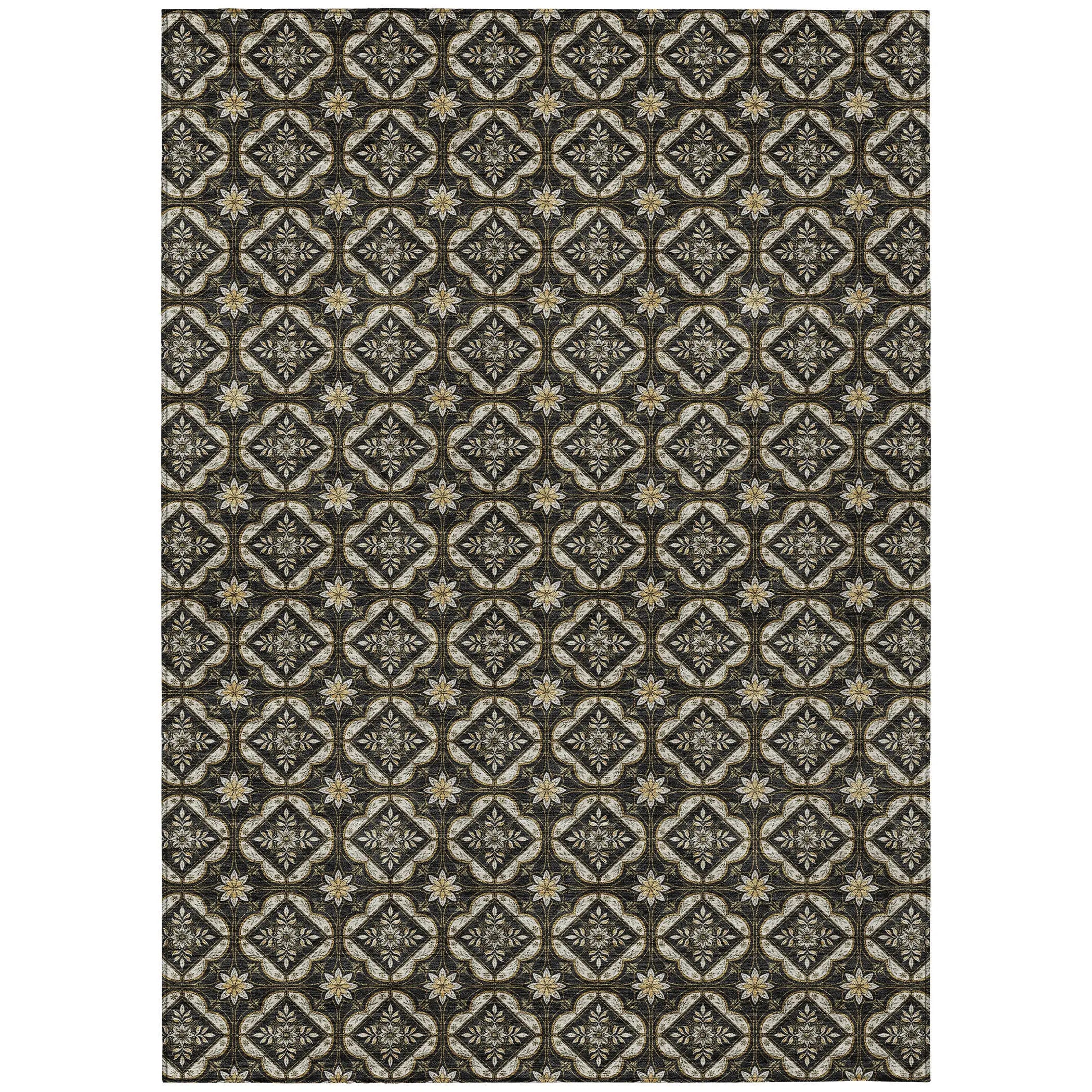 9' X 12' Black And Coffee Geometric Washable Indoor Outdoor Area Rug Homeroots Outdoor