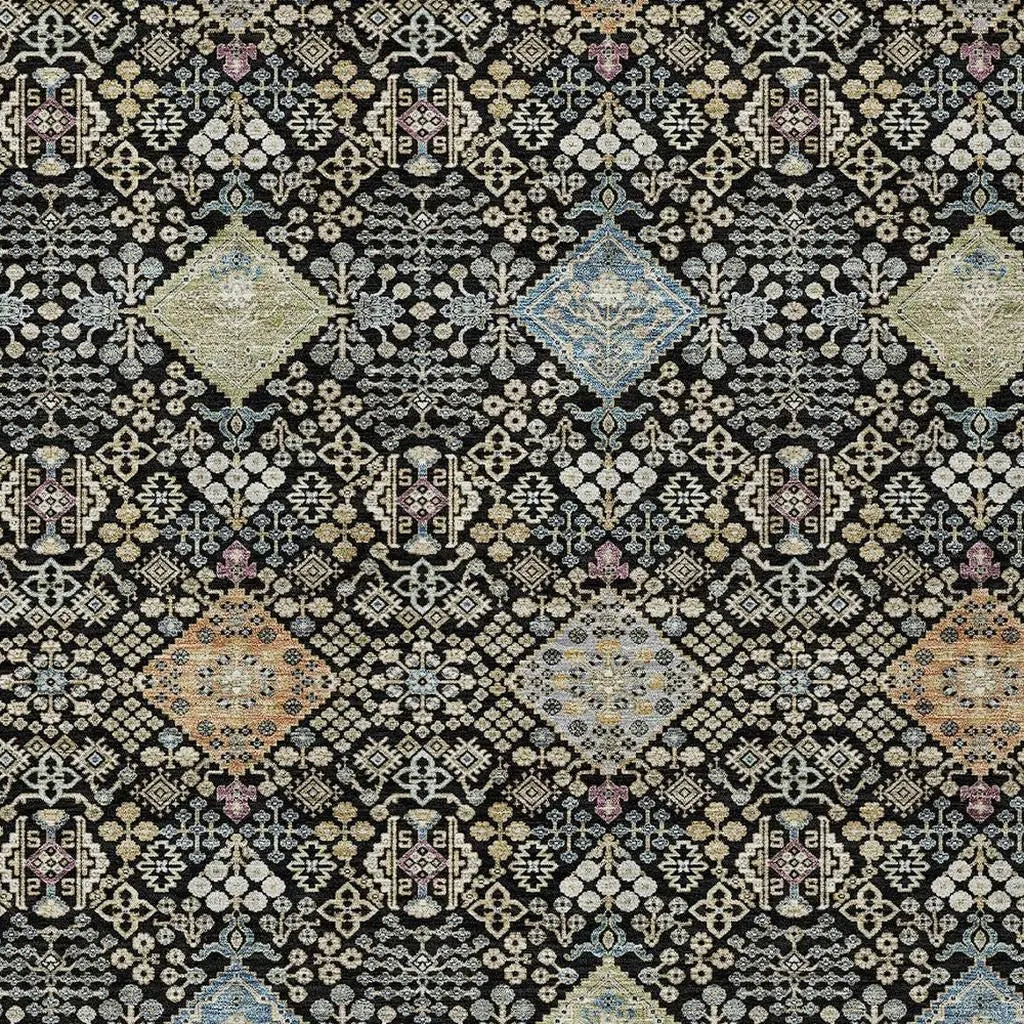 9' X 12' Black And Copper Oriental Washable Indoor Outdoor Area Rug Homeroots Outdoor