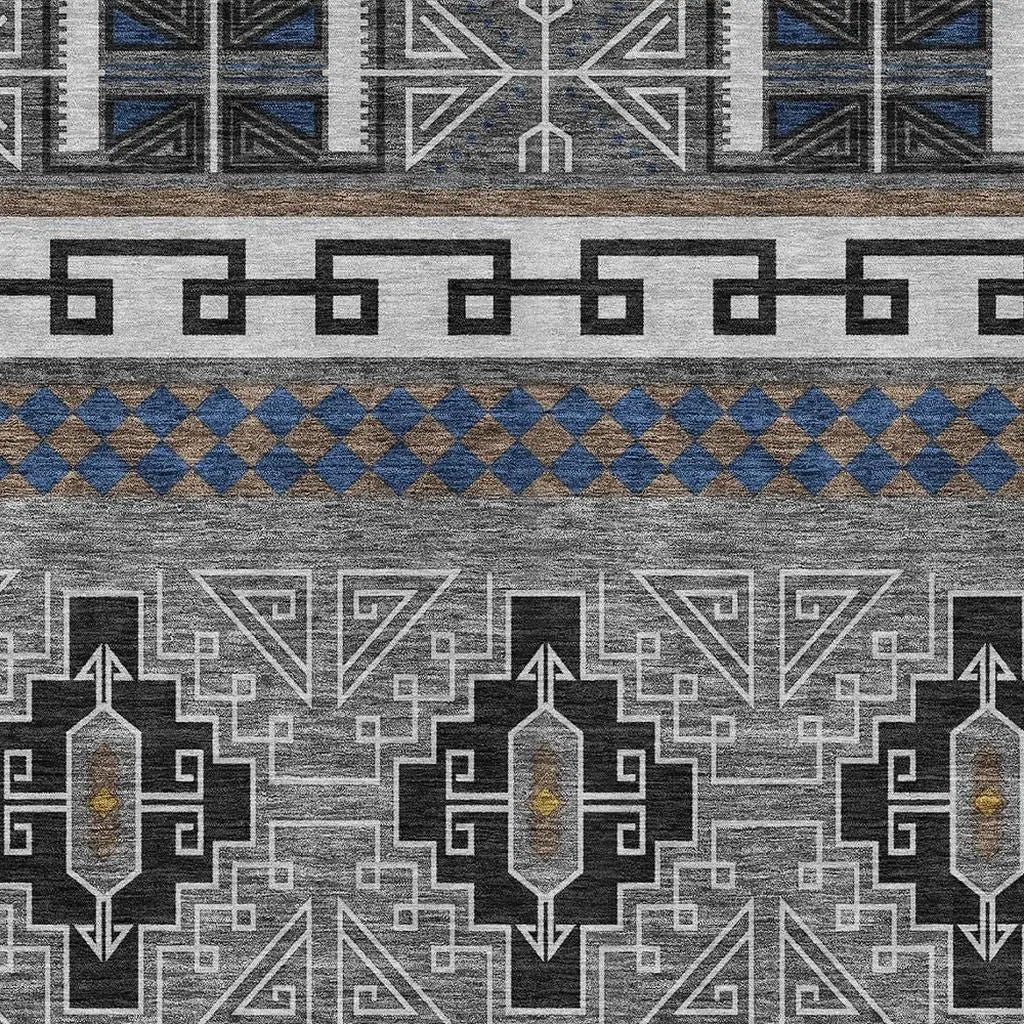 9' X 12' Black And Copper Tribal Washable Indoor Outdoor Area Rug Homeroots Outdoor