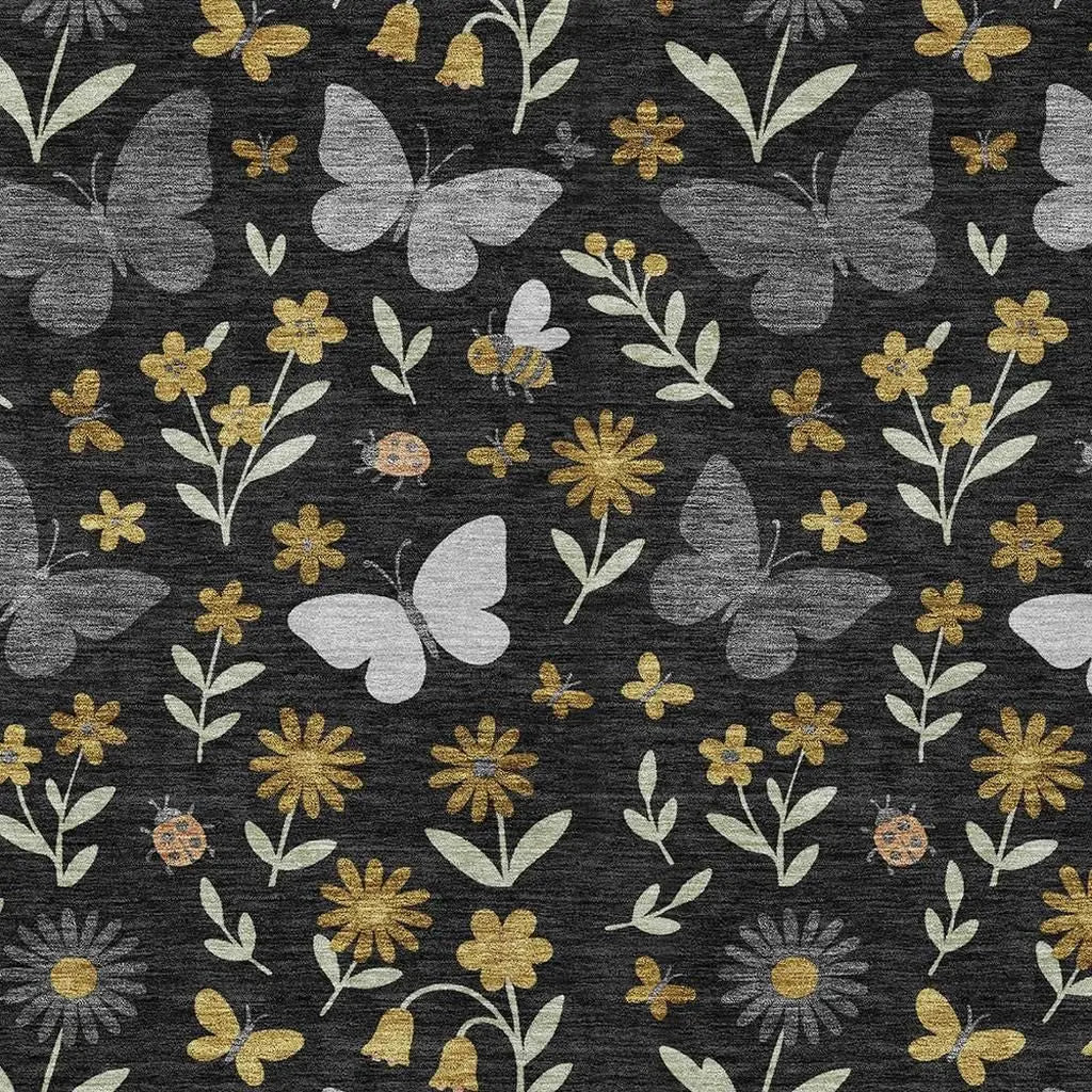 9' X 12' Black And Graphite Abstract Washable Indoor Outdoor Area Rug Homeroots Outdoor