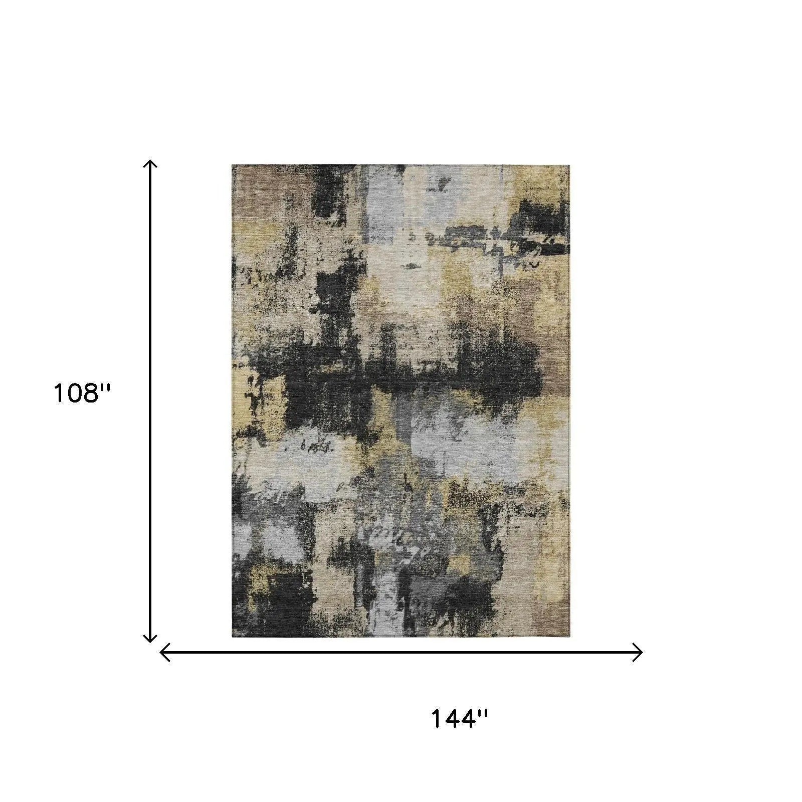 9' X 12' Black And Graphite Abstract Washable Indoor Outdoor Area Rug Homeroots Outdoor