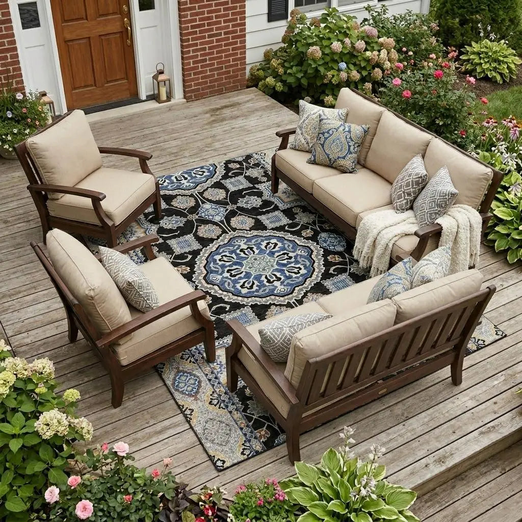 9' X 12' Black And Graphite Floral Medallion Washable Indoor Outdoor Area Rug Homeroots Outdoor