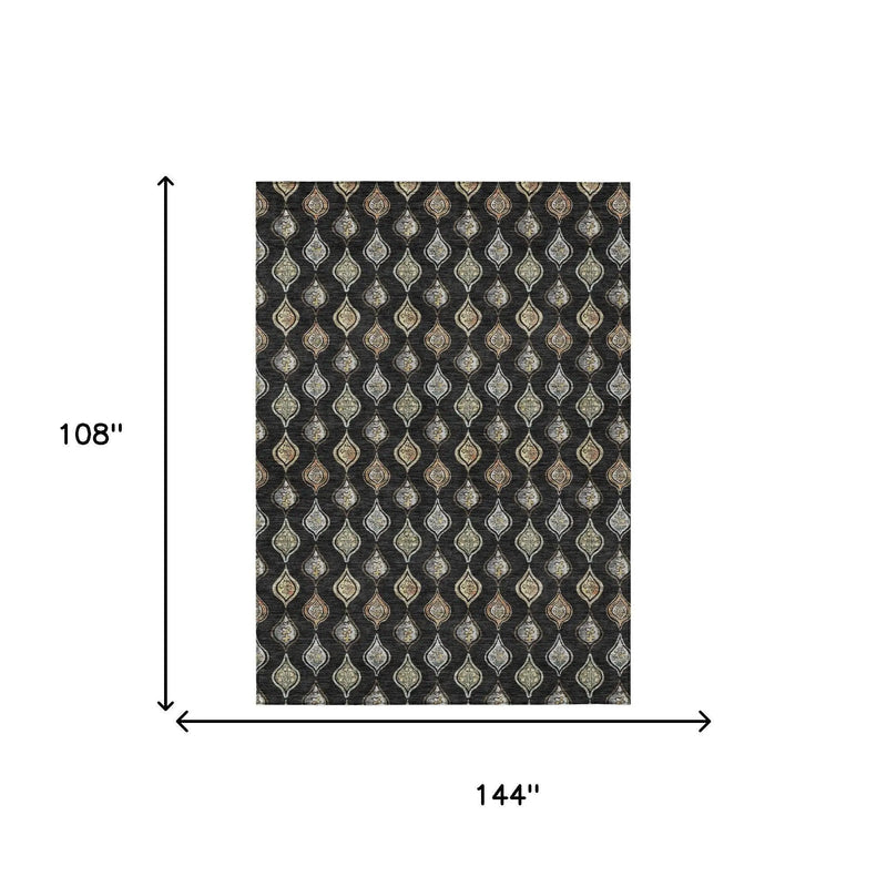 9' X 12' Black And Graphite Floral Washable Indoor Outdoor Area Rug Homeroots Outdoor