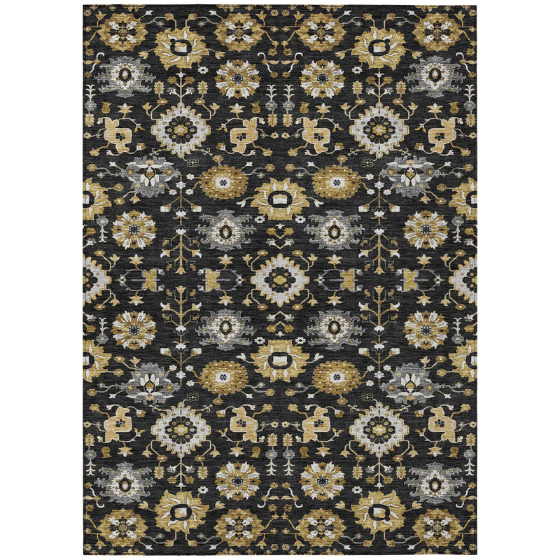 9' X 12' Black And Graphite Geometric Washable Indoor Outdoor Area Rug Homeroots Outdoor