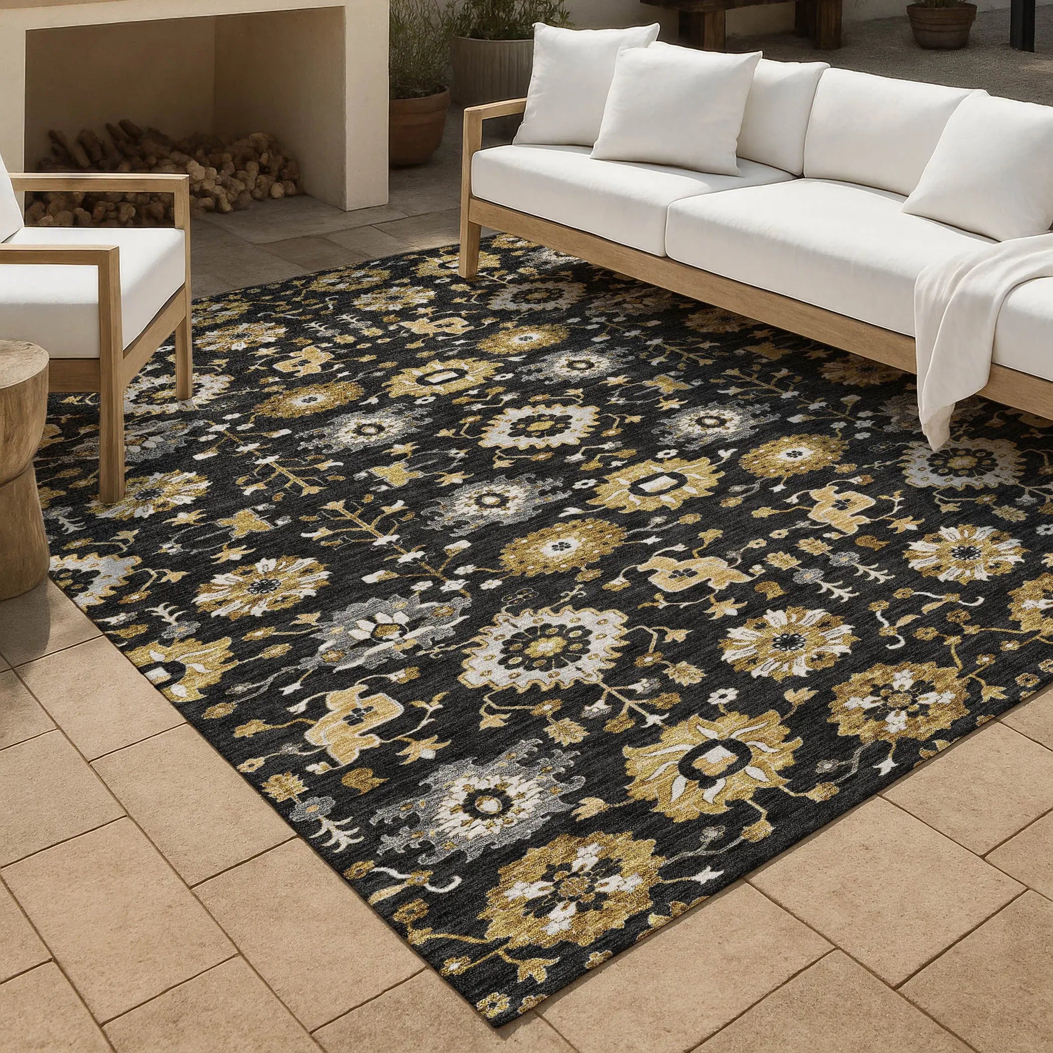 9' X 12' Black And Graphite Geometric Washable Indoor Outdoor Area Rug Homeroots Outdoor
