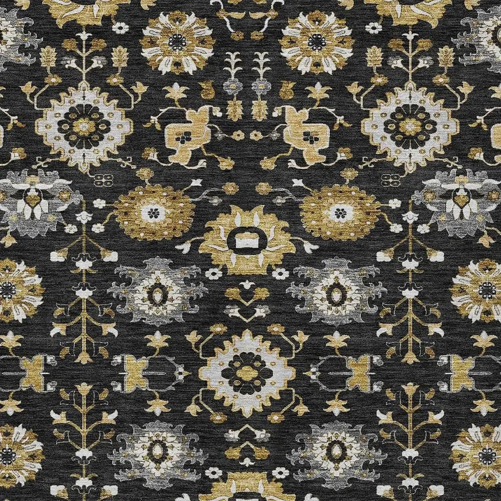 9' X 12' Black And Graphite Geometric Washable Indoor Outdoor Area Rug Homeroots Outdoor