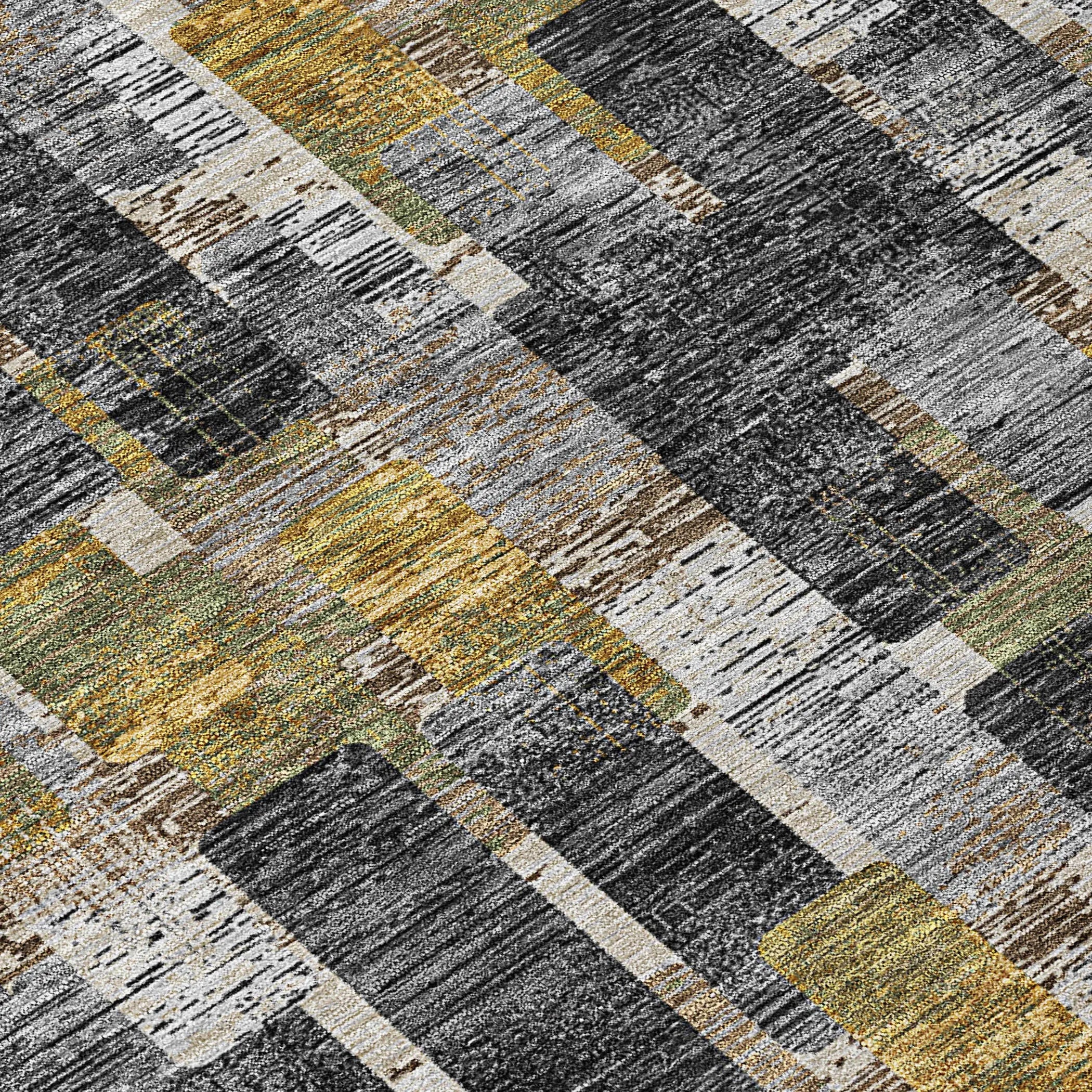 9' X 12' Black And Graphite Geometric Washable Indoor Outdoor Area Rug Homeroots Outdoor