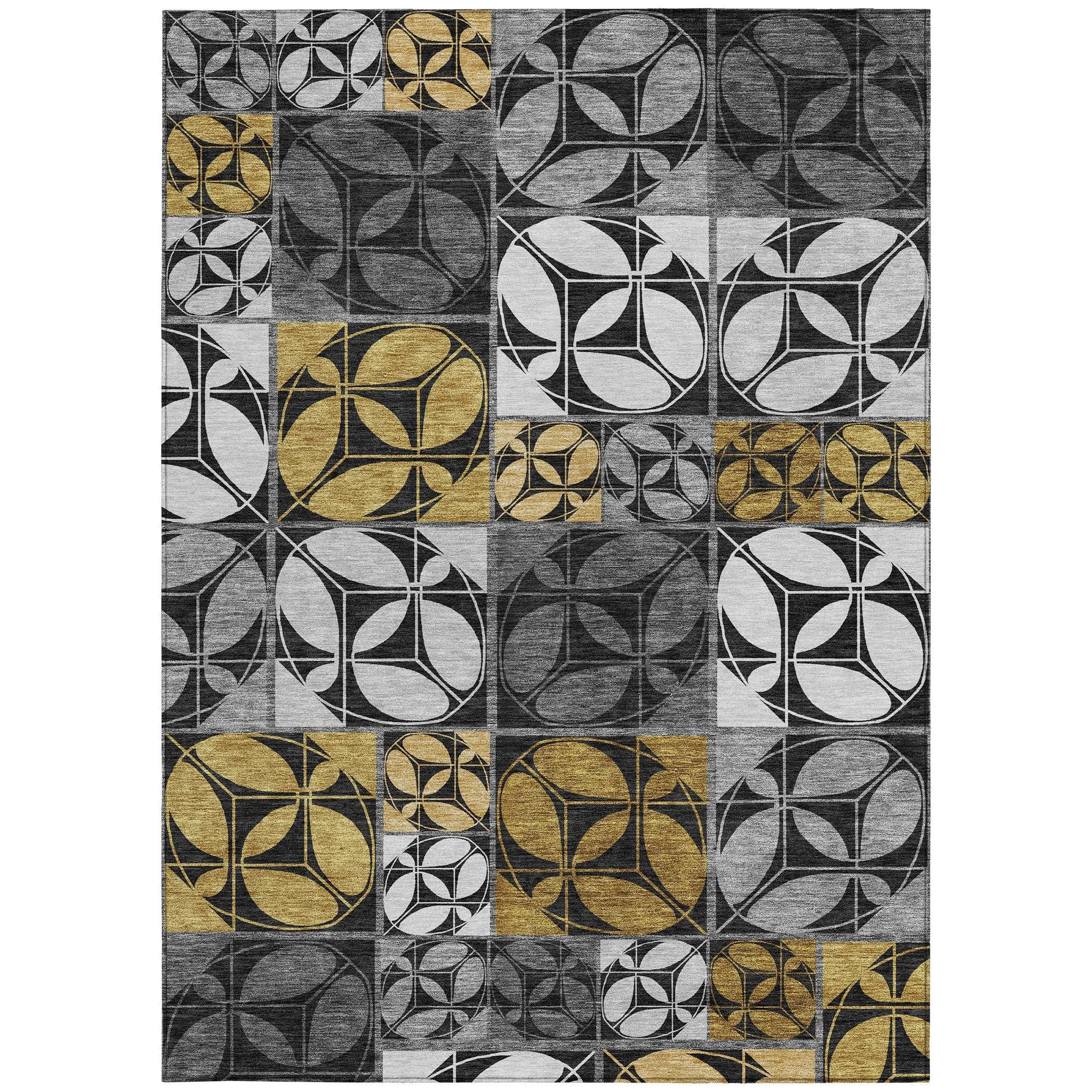 9' X 12' Black And Graphite Geometric Washable Indoor Outdoor Area Rug Homeroots Outdoor