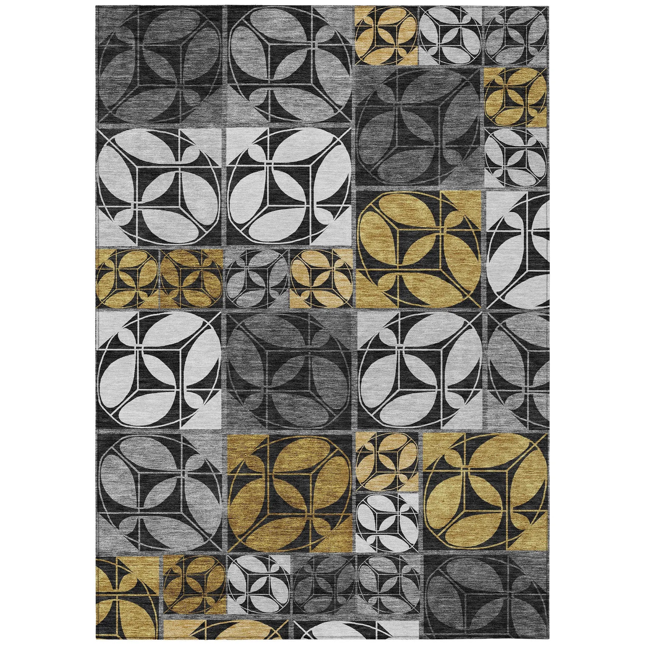 9' X 12' Black And Graphite Geometric Washable Indoor Outdoor Area Rug Homeroots Outdoor