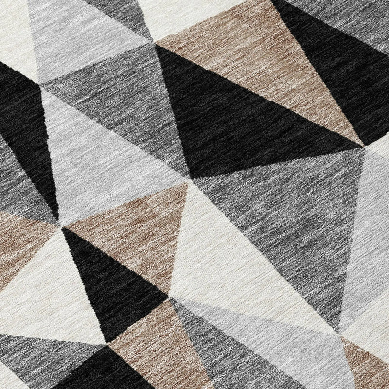 9' X 12' Black And Graphite Geometric Washable Indoor Outdoor Area Rug Homeroots Outdoor
