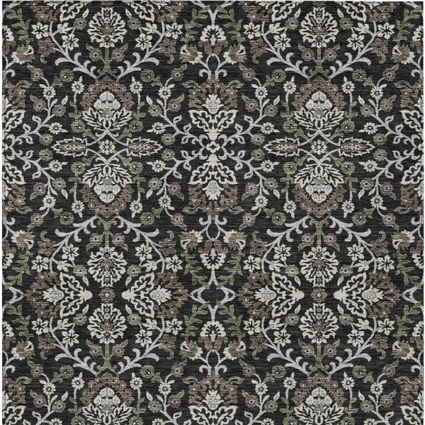 9' X 12' Black And Graphite Geometric Washable Indoor Outdoor Area Rug Homeroots Outdoor
