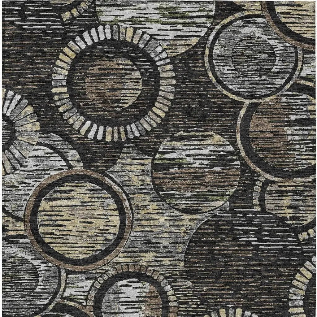 9' X 12' Black And Graphite Geometric Washable Indoor Outdoor Area Rug Homeroots Outdoor