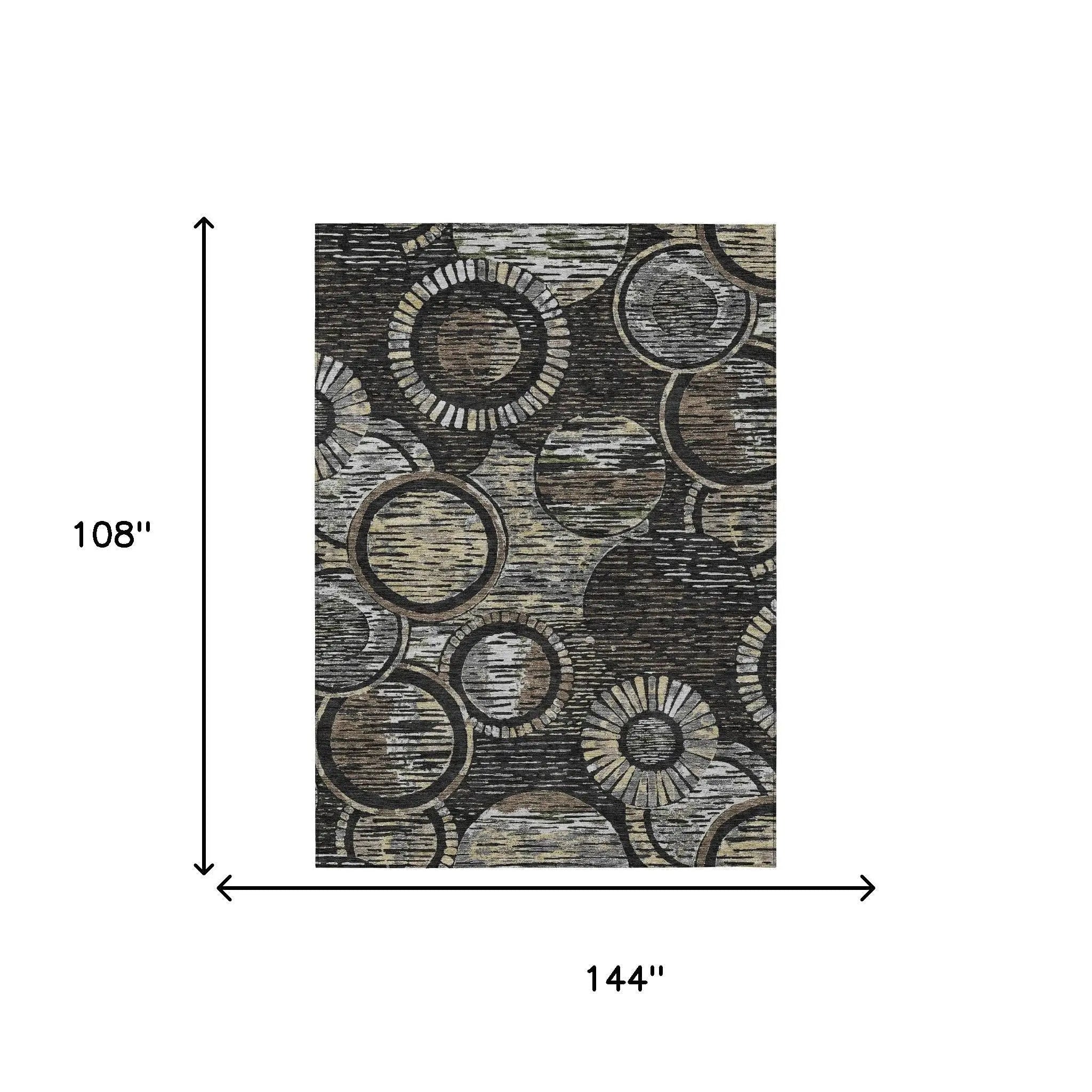 9' X 12' Black And Graphite Geometric Washable Indoor Outdoor Area Rug Homeroots Outdoor