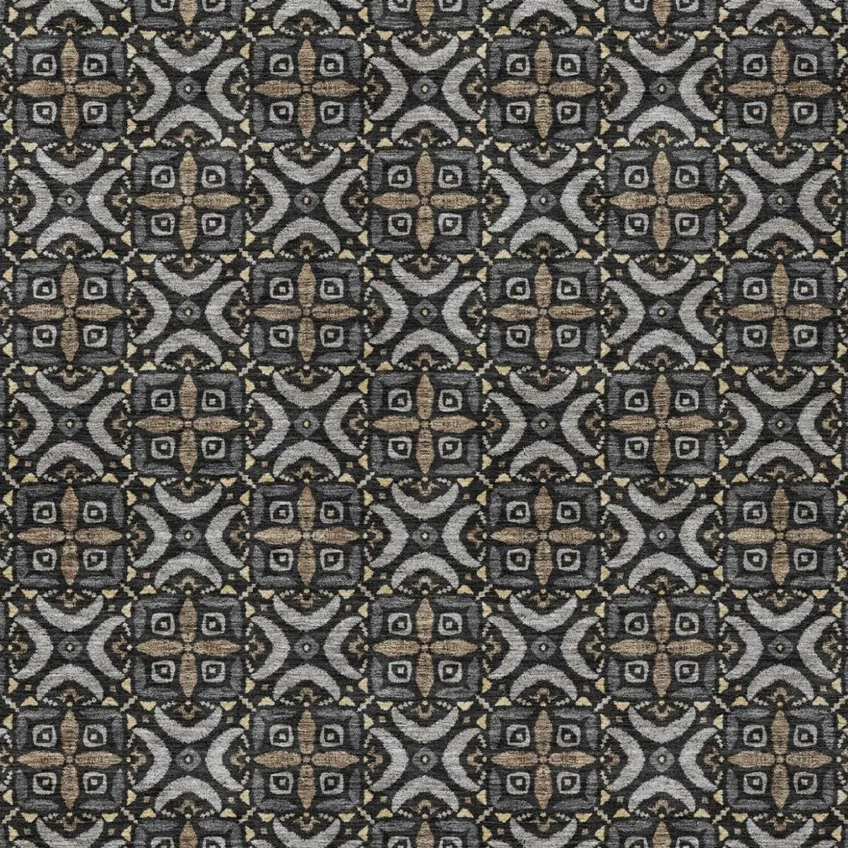 9' X 12' Black And Graphite Geometric Washable Indoor Outdoor Area Rug Homeroots Outdoor