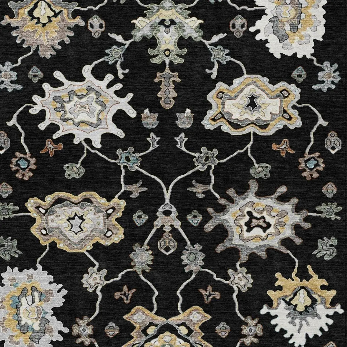 9' X 12' Black And Graphite Oriental Washable Indoor Outdoor Area Rug Homeroots Outdoor