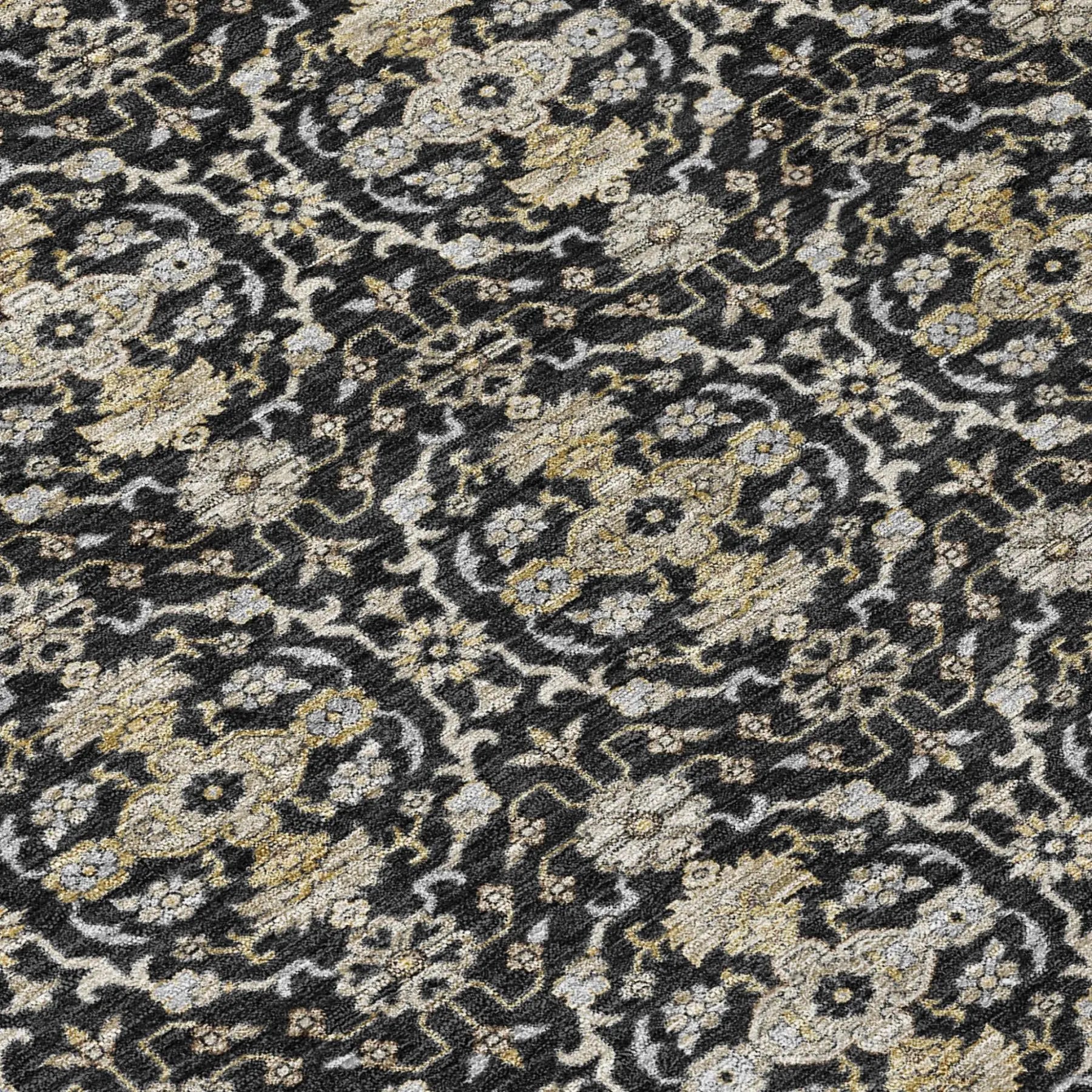 9' X 12' Black And Graphite Oriental Washable Indoor Outdoor Area Rug Homeroots Outdoor