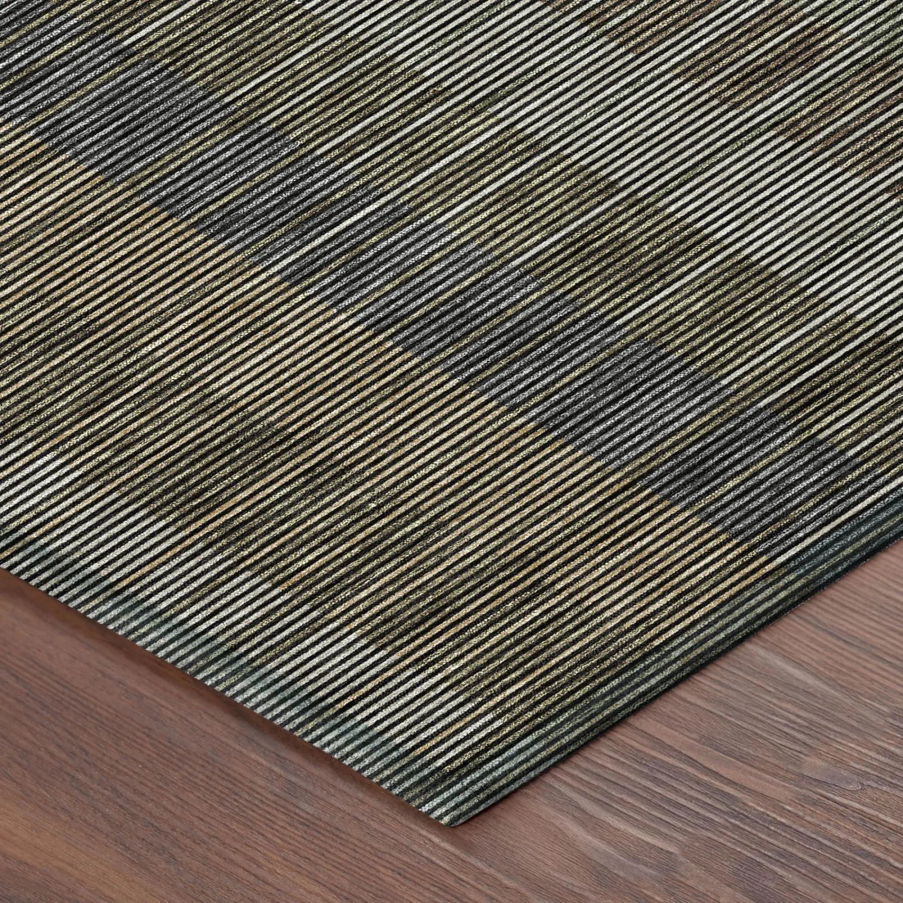 9' X 12' Black And Graphite Striped Washable Indoor Outdoor Area Rug Homeroots Outdoor