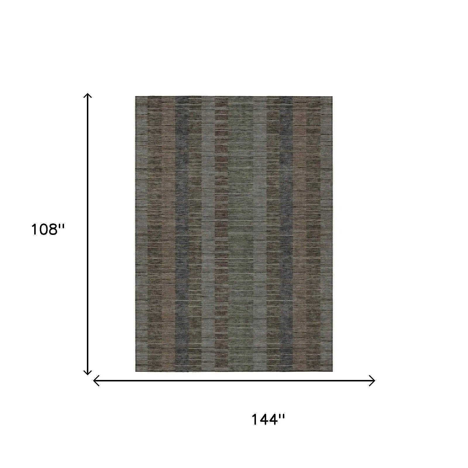 9' X 12' Black And Graphite Striped Washable Indoor Outdoor Area Rug Homeroots Outdoor