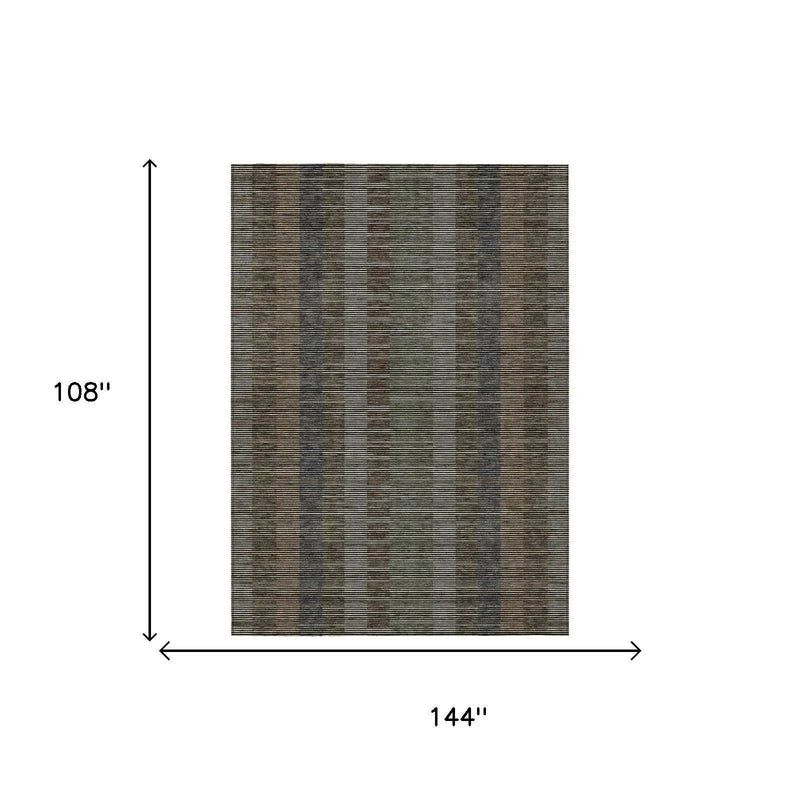 9' X 12' Black And Graphite Striped Washable Indoor Outdoor Area Rug Homeroots Outdoor