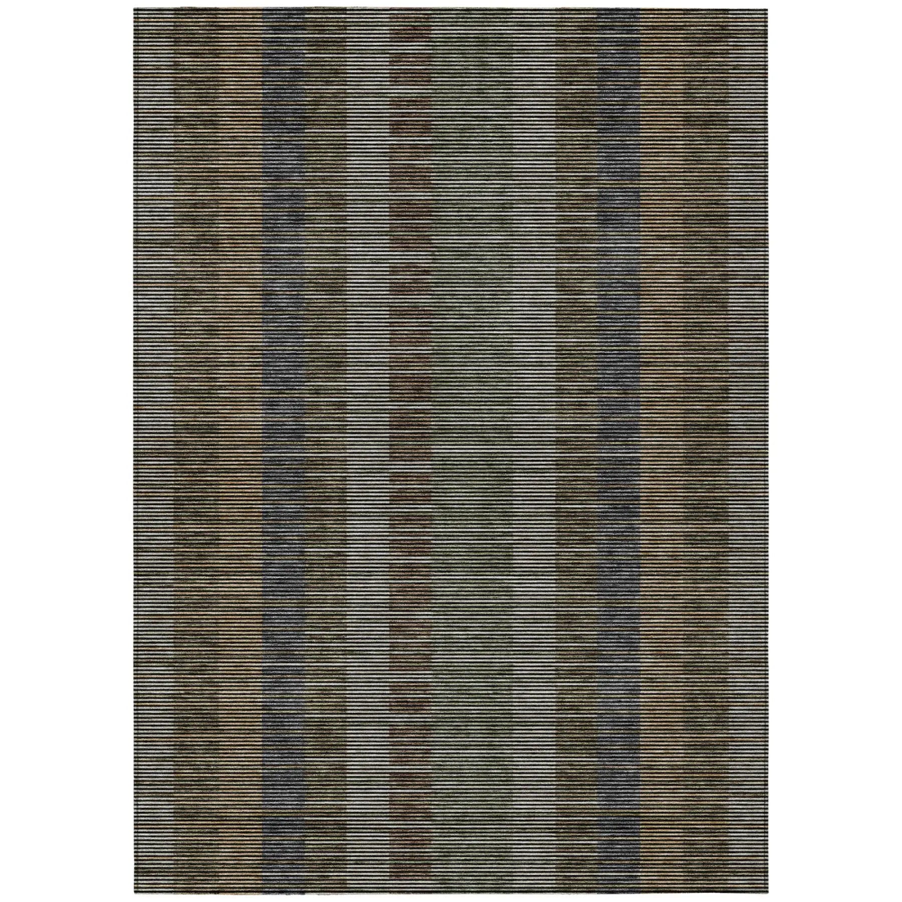 9' X 12' Black And Graphite Striped Washable Indoor Outdoor Area Rug Homeroots Outdoor